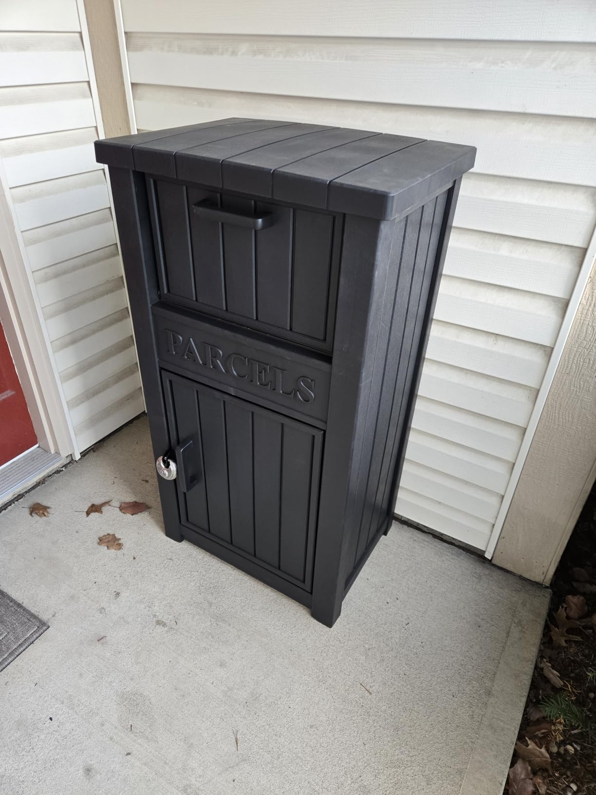 Package Delivery Box for Outside, Large Parcel Drop Box with Lockable Secure, Waterproof and Anti-Theft Storage for Porch, Curbside, House (Black) customer photo 2