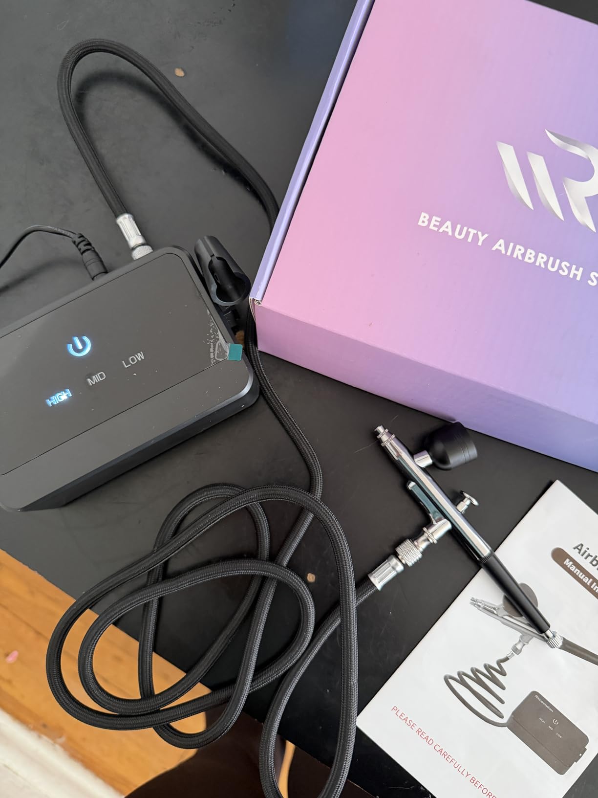 50 PSI Airbrush Kit with Compressor, High Pressure Air Brush with 0.2/0.3/0.5mm Nozzle/Cleaning Sets customer photo 1