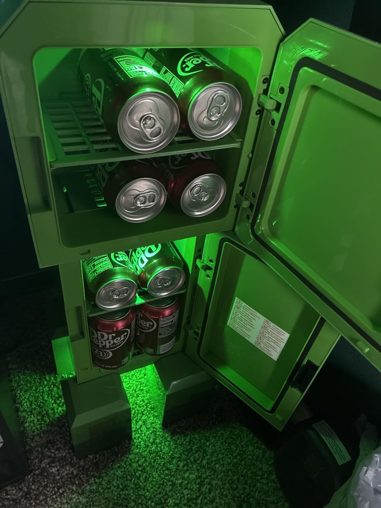 Ukonic Minecraft Legends Creeper Mini Fridge 8L - Holds 12 Cans, LED Lights, AC/DC Thermoelectric Cooler, Compact for Dorm, Office, Gaming customer photo 2