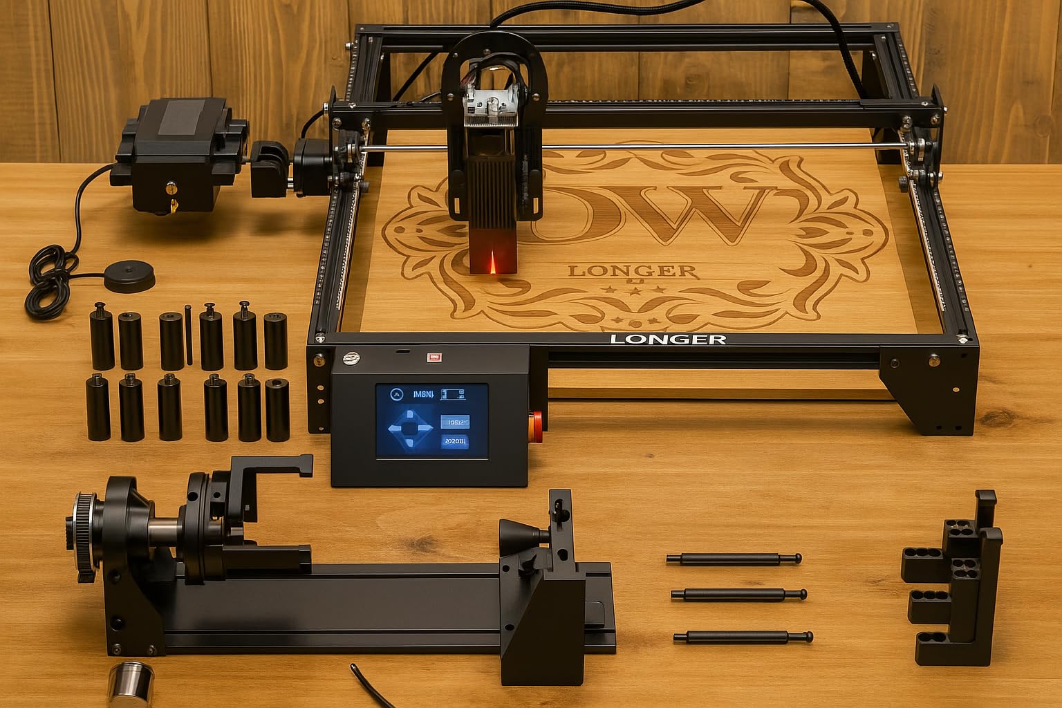 LONGER Laser Engraver Ray5 5000mW Engraver Machine with Air Assist Kit DIY CNC Laser Cutter Tool for Metal Glass Wood Working Area 15.7 