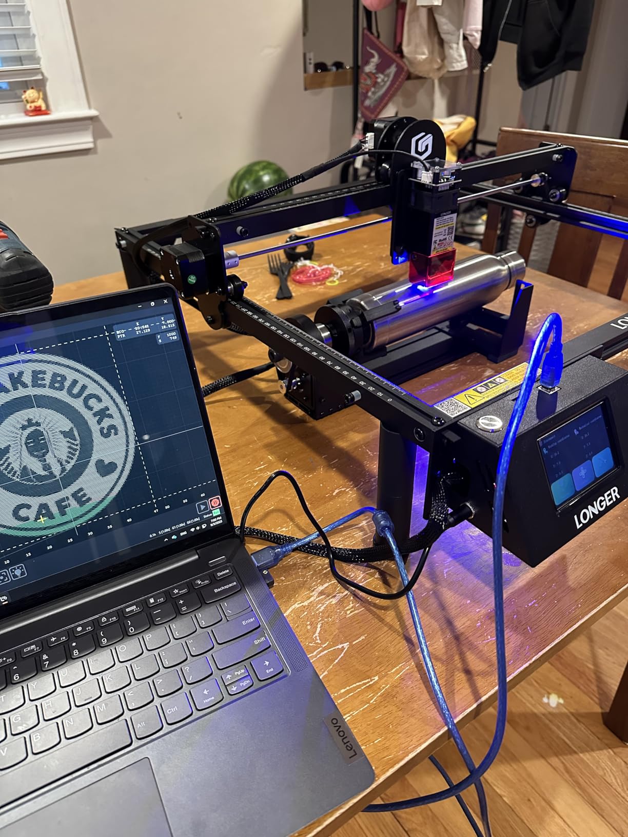 LONGER Laser Engraver Ray5 5000mW Engraver Machine with Air Assist Kit DIY CNC Laser Cutter Tool for Metal Glass Wood Working Area 15.7 