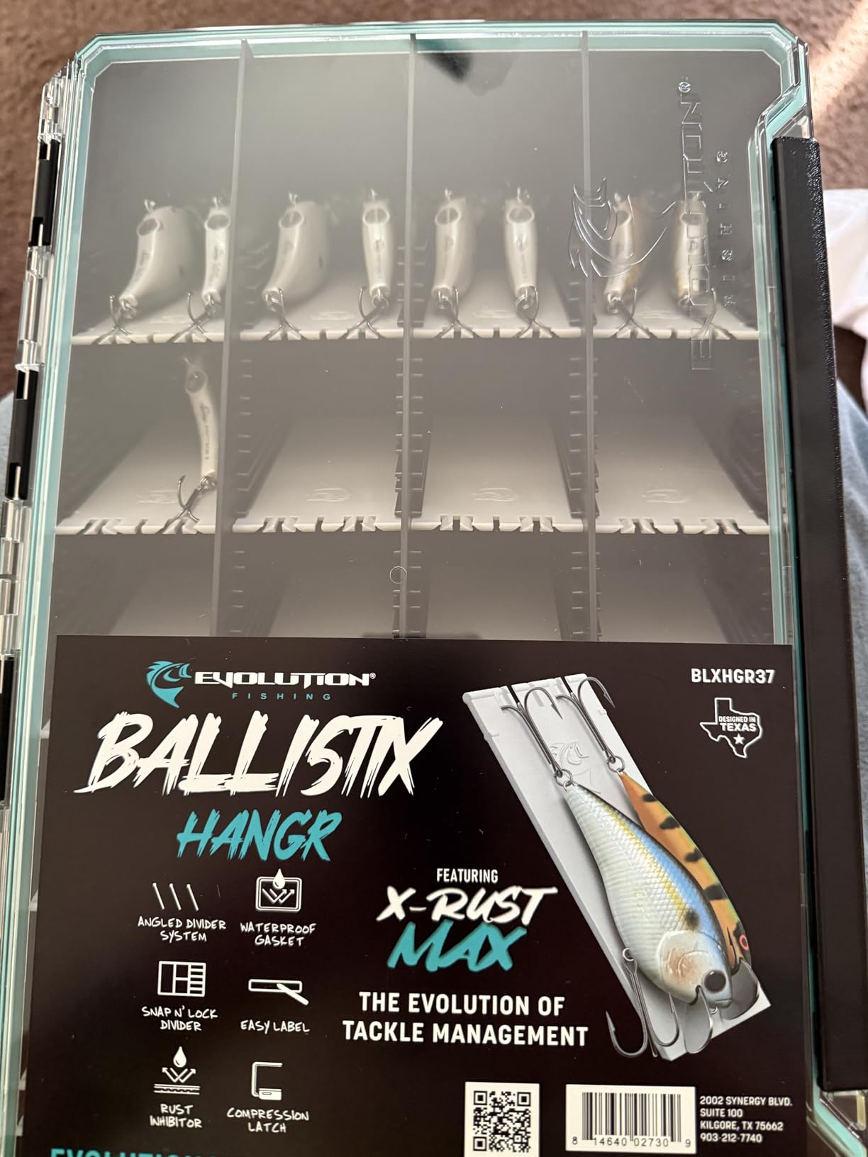 Evolution Fishing BallistiX HANGR 3.7D Tackle Tray - Waterproof, Angled Divider System, Anti-Corrosion, Single Latch, Clear Lid, Lure Box, Tackle Storage, Tackle Box Organizer customer photo 2