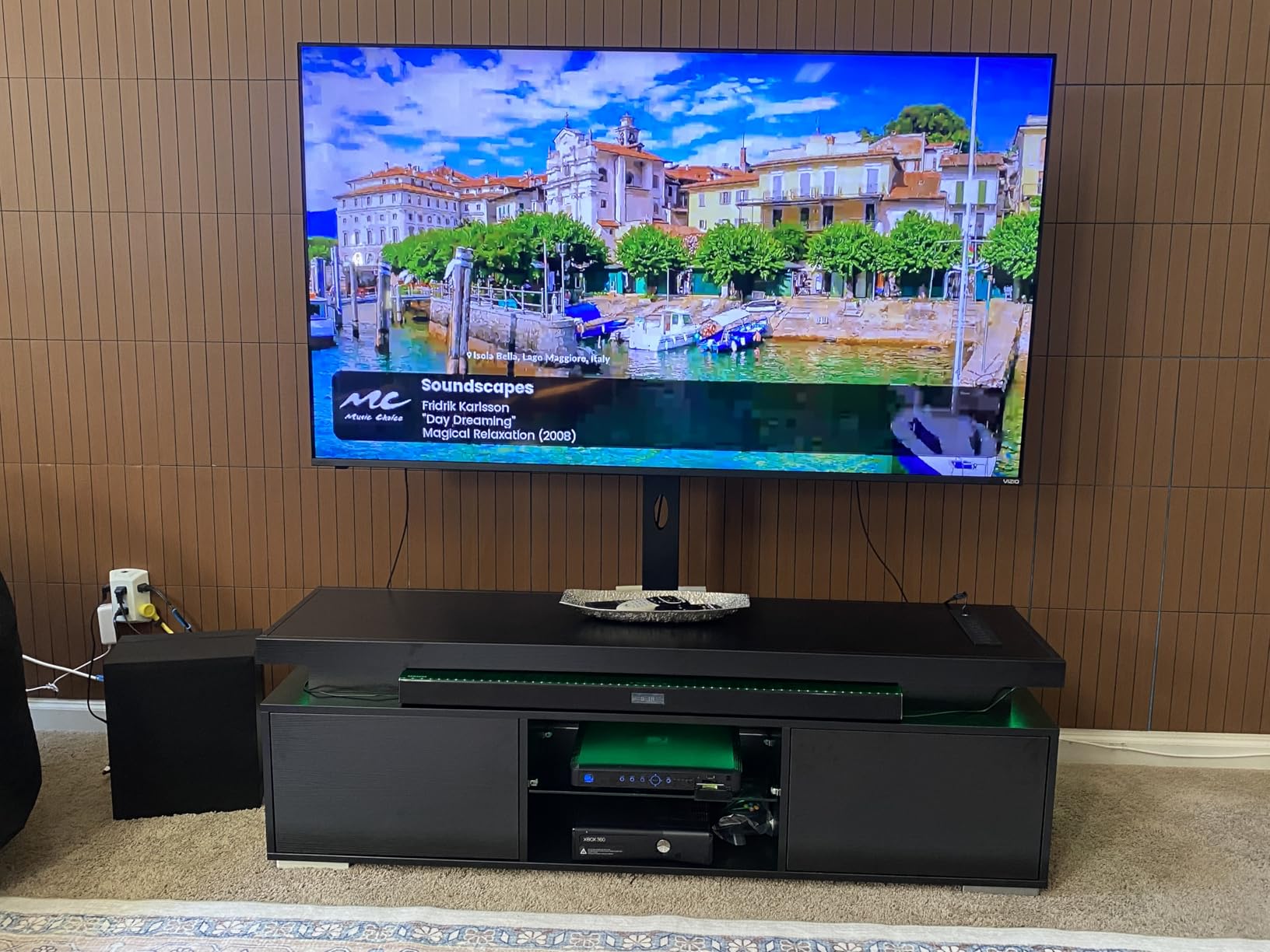 YITAHOME Black TV Stand for Living Room with Height Adjustable Mount, Modern TV Stand for 70/65 Inch TV, LED Entertainment Center with Storage, Media Console Cabinet, Black customer photo 1