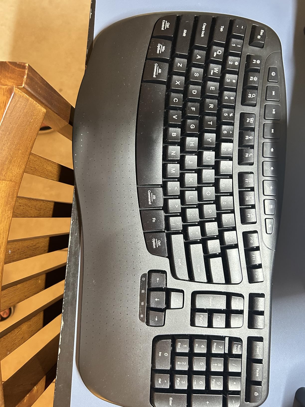 MEETION Wireless Ergonomic Keyboard, Wave Keys Firm Wrist Rest for Natural Typing, 2.4G USB-A Cordless Receiver and USB-C Adapter, Ergo Computer Keyboard Compatible with Windows/Mac/PC/Laptop, Black customer photo 1