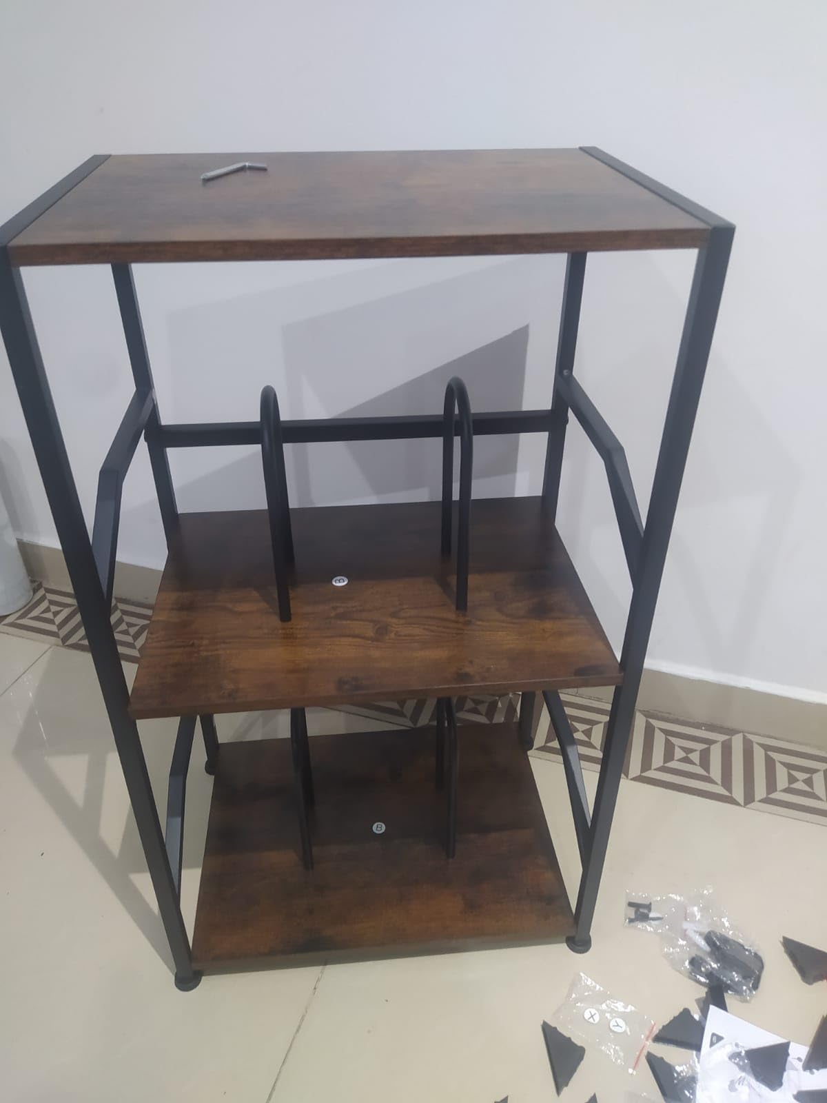 LOAKEKEL Record Player Stand, Vinyl Record Storage Up to 200 Albums, 3 Tier End Table with Removable Dividers, Tall Side Table for Living Room, Bedroom, Rustic Brown, HETCD010BR-1 customer photo 1