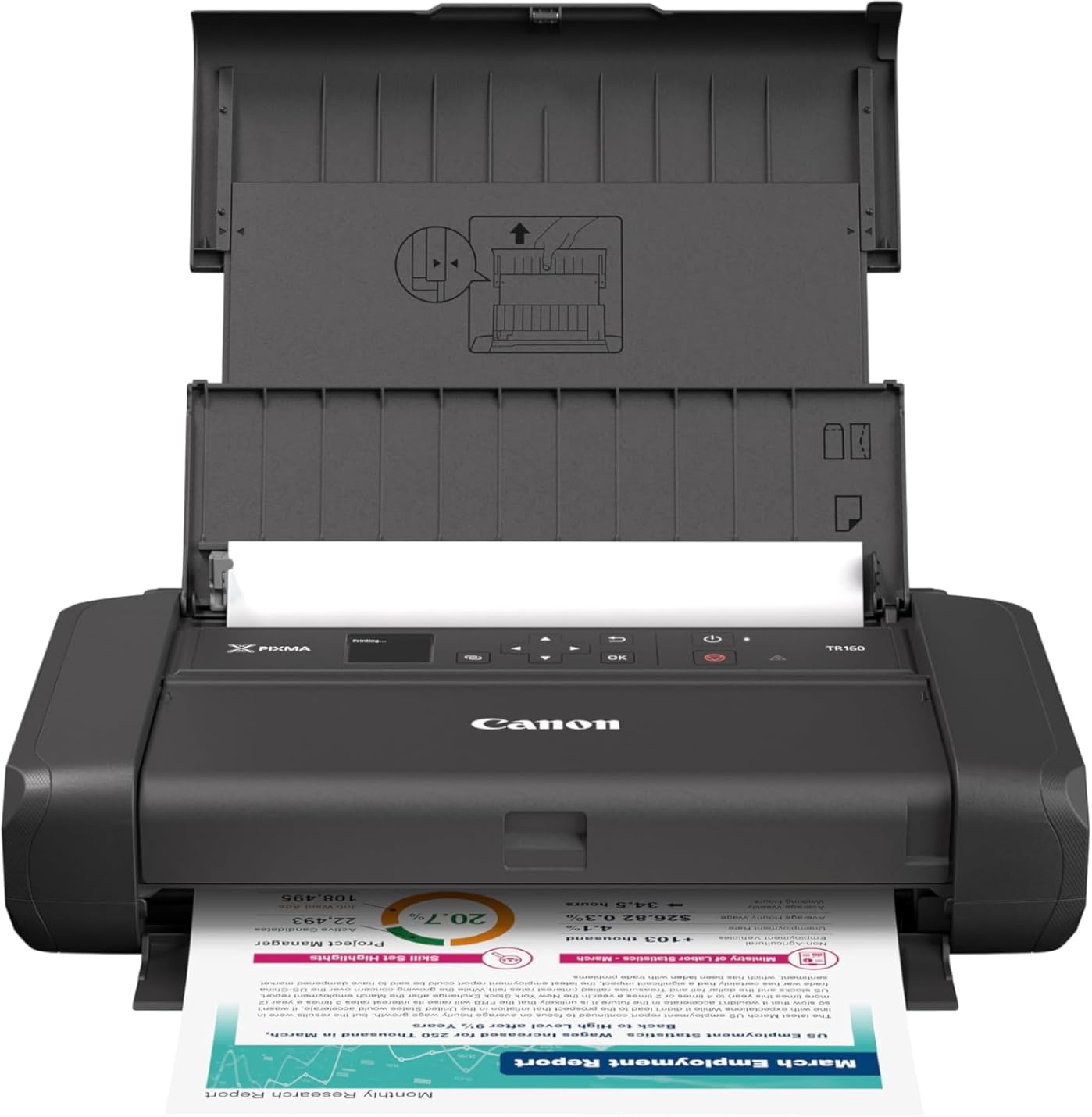 Canon PIXMA TR160 Wireless Portable Printer, 50-Sheet Paper Tray and 1.44