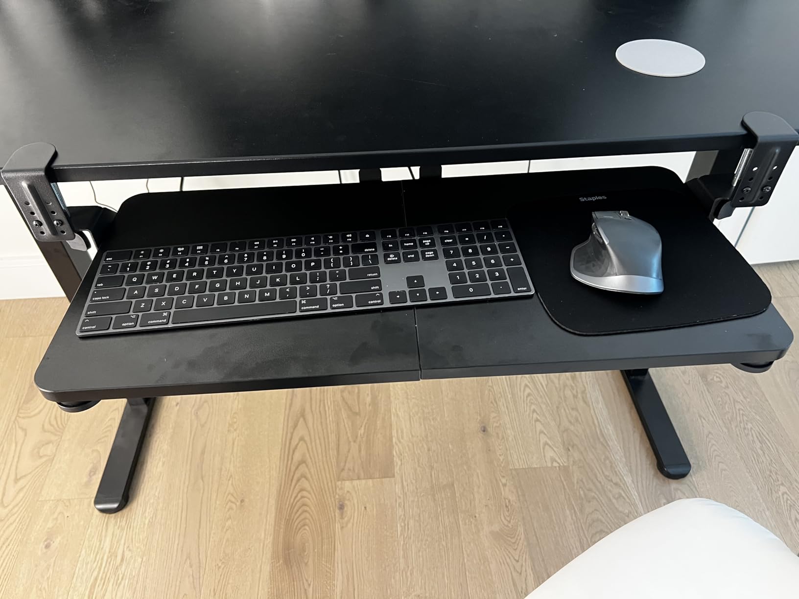 Ergonomic Mouse & Keyboard Tray Under Desk, Pull Out with Adjustable C-clamp, 20 (25.9 Including Clamps) x 11.8 Inch Slide Out Computer Keyboard Drawer Mouse Tray for Typing, Black customer photo 2