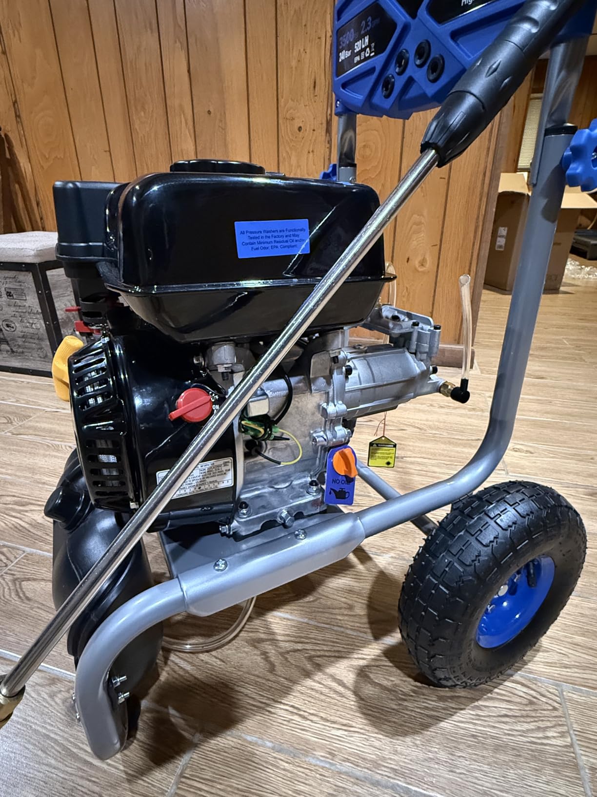Gas Powered Pressure Washer 3500 PSI - 2.3 GPM Heavy Duty High Power Washer,209CC 7HP Engine with 25Ft Pressure Hose, Axial Aluminum Pump, Soap Tank, 4 Quick Connect Nozzle (Blue) customer photo 2