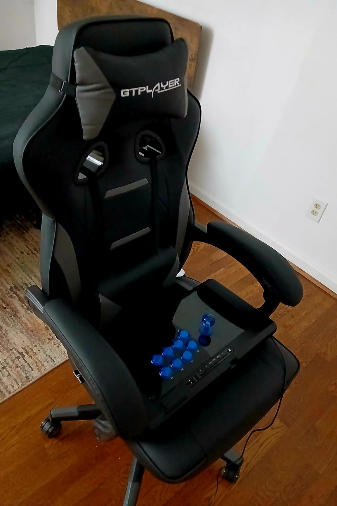 GTPLAYER Gaming Chair with Footrest, Big and Tall Computer Game Chair 350lb Racing Style, Ergonomic High Back Lumbar Support and Recliner, Moon Gray customer photo 1