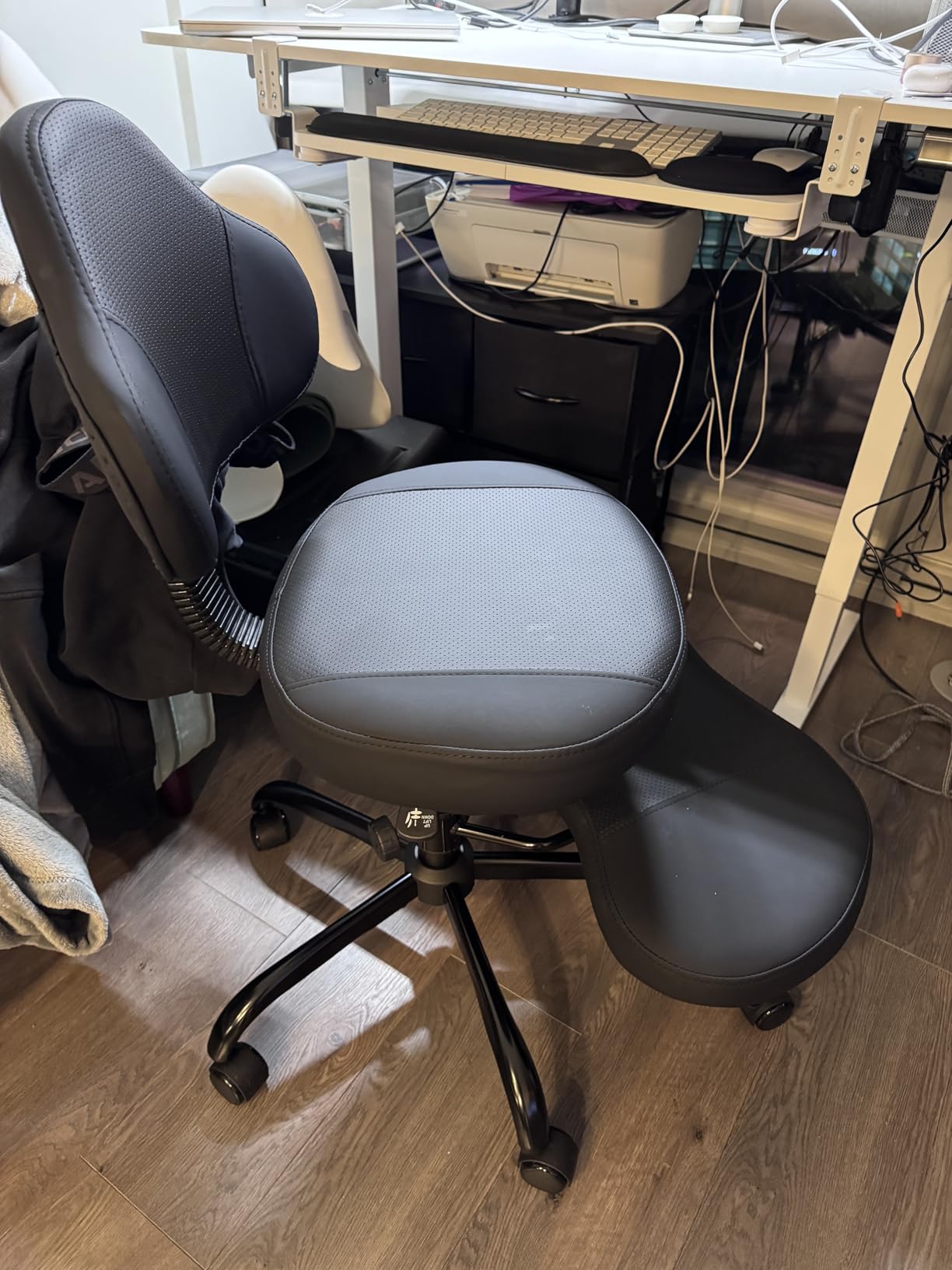 Cross Legged Office Chair, Criss Cross Desk Chair ADHD Meditation Kneeling Yoga Seat with Adjustable Height, Lumbar Support, Wider Footrest and Wheels (Black) customer photo 2