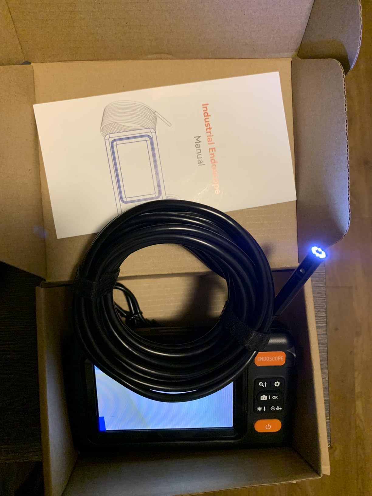 Dual Lens Endoscope Camera with Light, 1920P HD Borescope Camera with 4.3