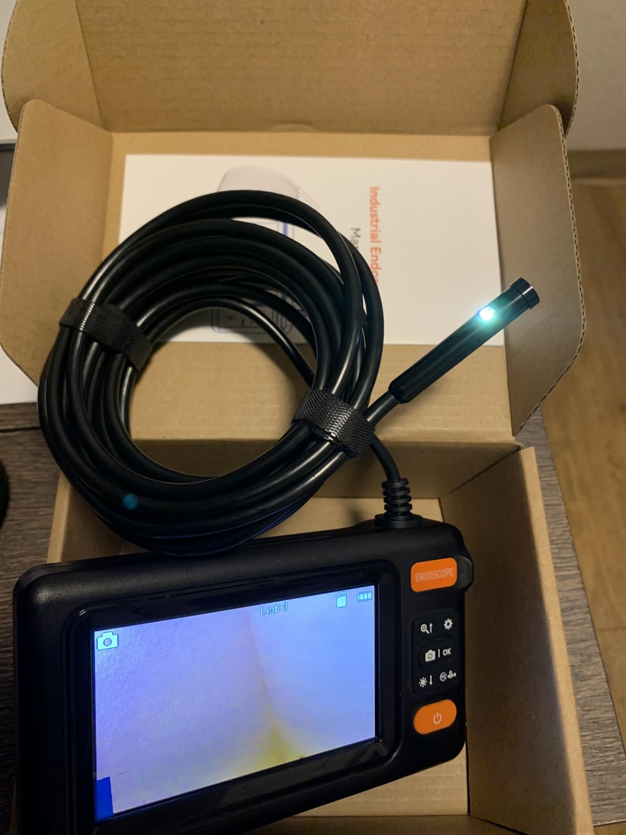 Dual Lens Endoscope Camera with Light, 1920P HD Borescope Camera with 4.3