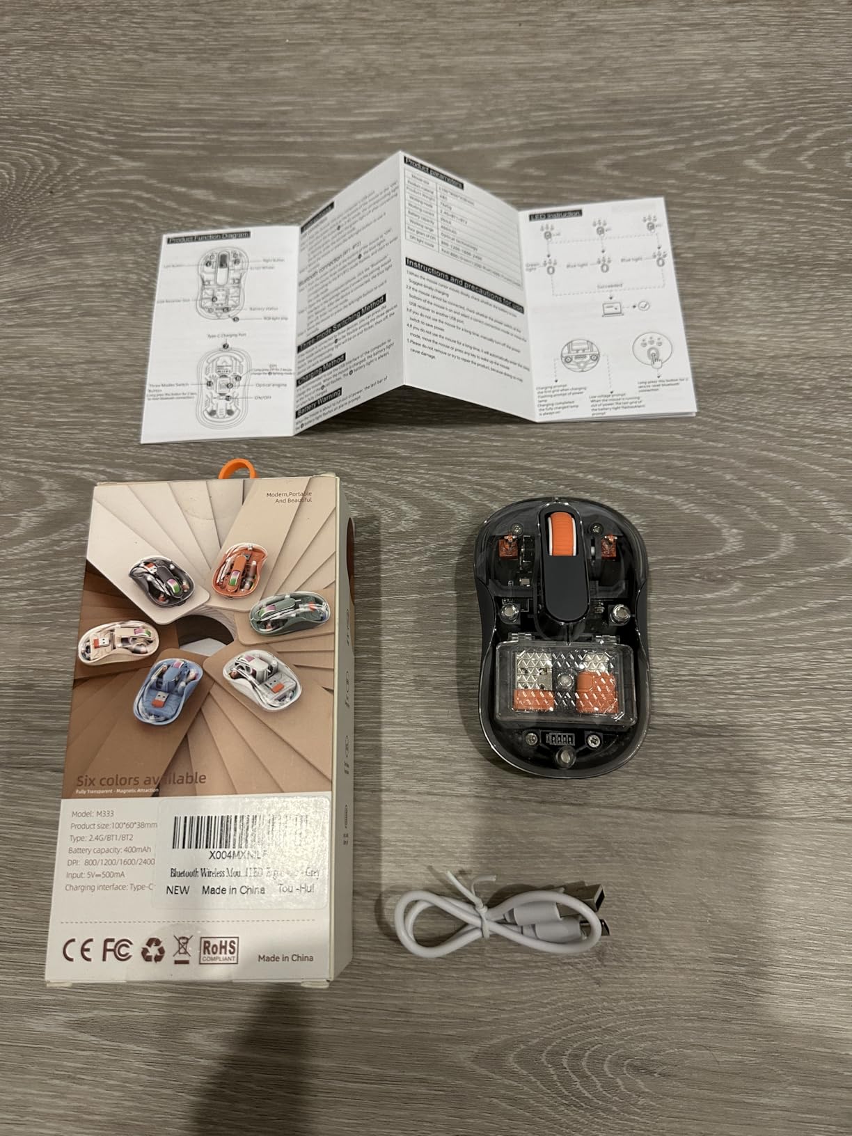 Bluetooth Wireless Mouse, Transparent RGB Tri-Modes Mouse,Bluetooth & 2.4GHz for Multi Device, USB-C Receiver Ideal for MacBook/Laptops, Rechargeable, Silent, Portable, Cool LED, Ergonomic - Green customer photo 2