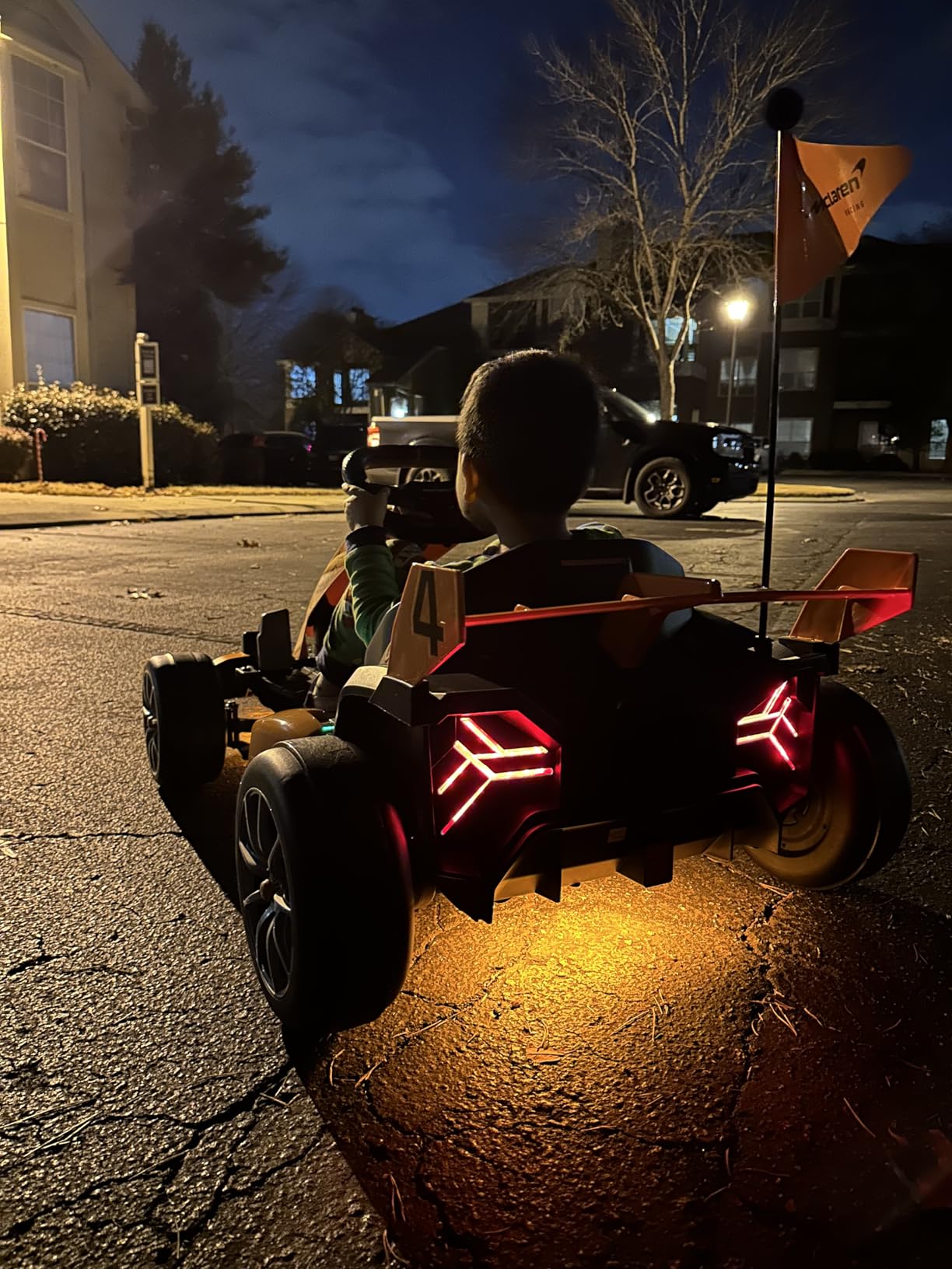 First Ride On Licensed McLaren Electric Go Kart for Kids, 24V 7AH Electric Drift Kart Car with Adjustable Seat, 7.5 MPH Battery Powered Crazy Cart for Kids, Racing Toy with 200W Motors (Racing Orange) customer photo 1