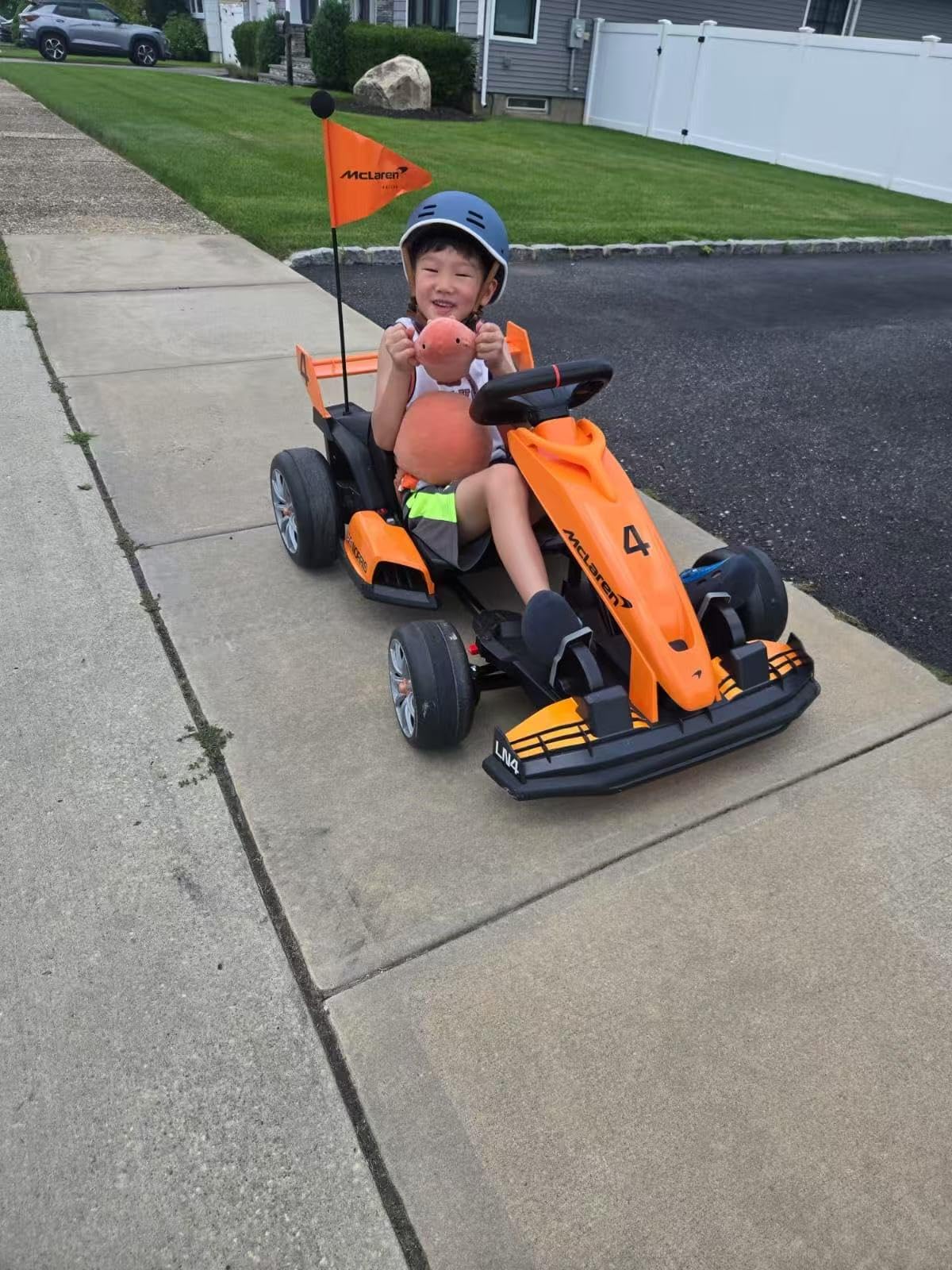 First Ride On Licensed McLaren Electric Go Kart for Kids, 24V 7AH Electric Drift Kart Car with Adjustable Seat, 7.5 MPH Battery Powered Crazy Cart for Kids, Racing Toy with 200W Motors (Racing Orange) customer photo 2