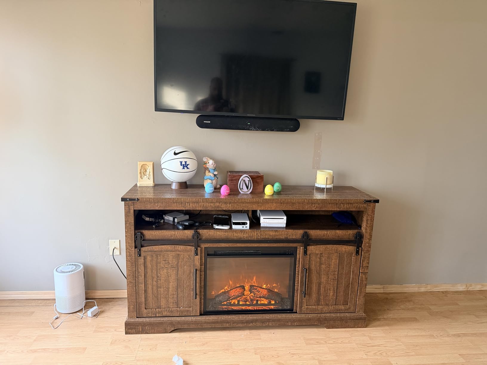 OKD Farmhouse Fireplace TV Stand for 70 Inch TV, 34