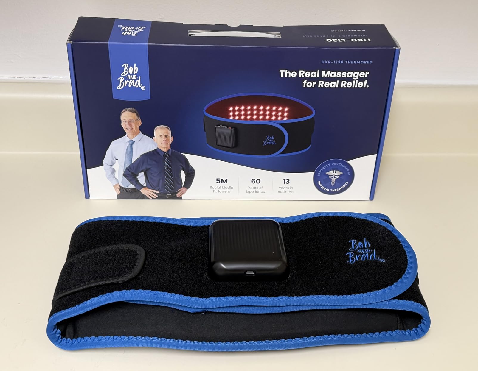 BOB AND BRAD ThermoRed Heating Pad Belt Massager for Lower Back Support, FSA Cordless Wearable Near Infrared Heat & Red Light Lumbar Back Wrap with Adjustable Vibration HSA Eligible, Gift for Family customer photo 1