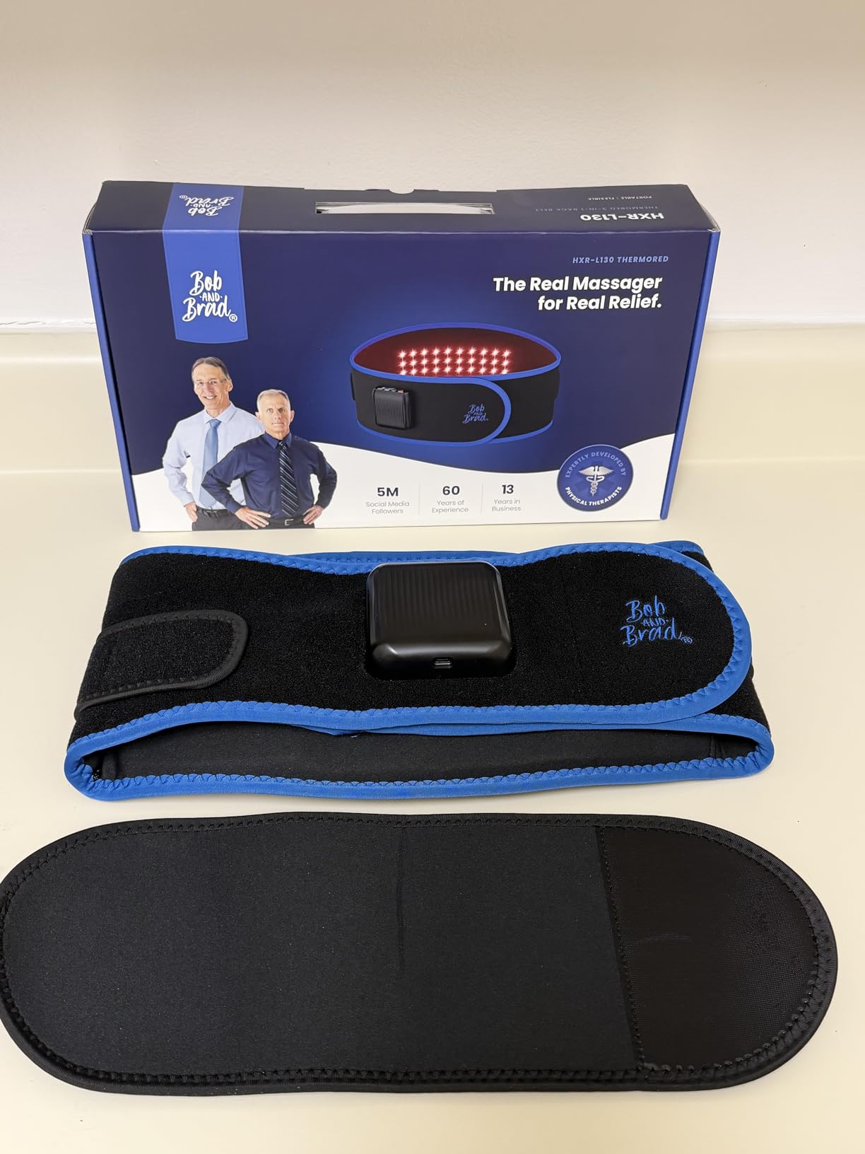 BOB AND BRAD ThermoRed Heating Pad Belt Massager for Lower Back Support, FSA Cordless Wearable Near Infrared Heat & Red Light Lumbar Back Wrap with Adjustable Vibration HSA Eligible, Gift for Family customer photo 2