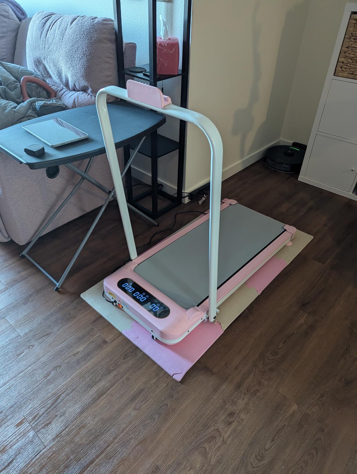 Foldable Treadmill with 10% Incline, Upgrade 3.5HP Low Noise Walking Pad Treadmill with Handle Bar, Trisomy 4 in 1 Portable Under Desk Treadmills for Home/Office, 350Lbs Capacity, APP & Remote Control customer photo 2