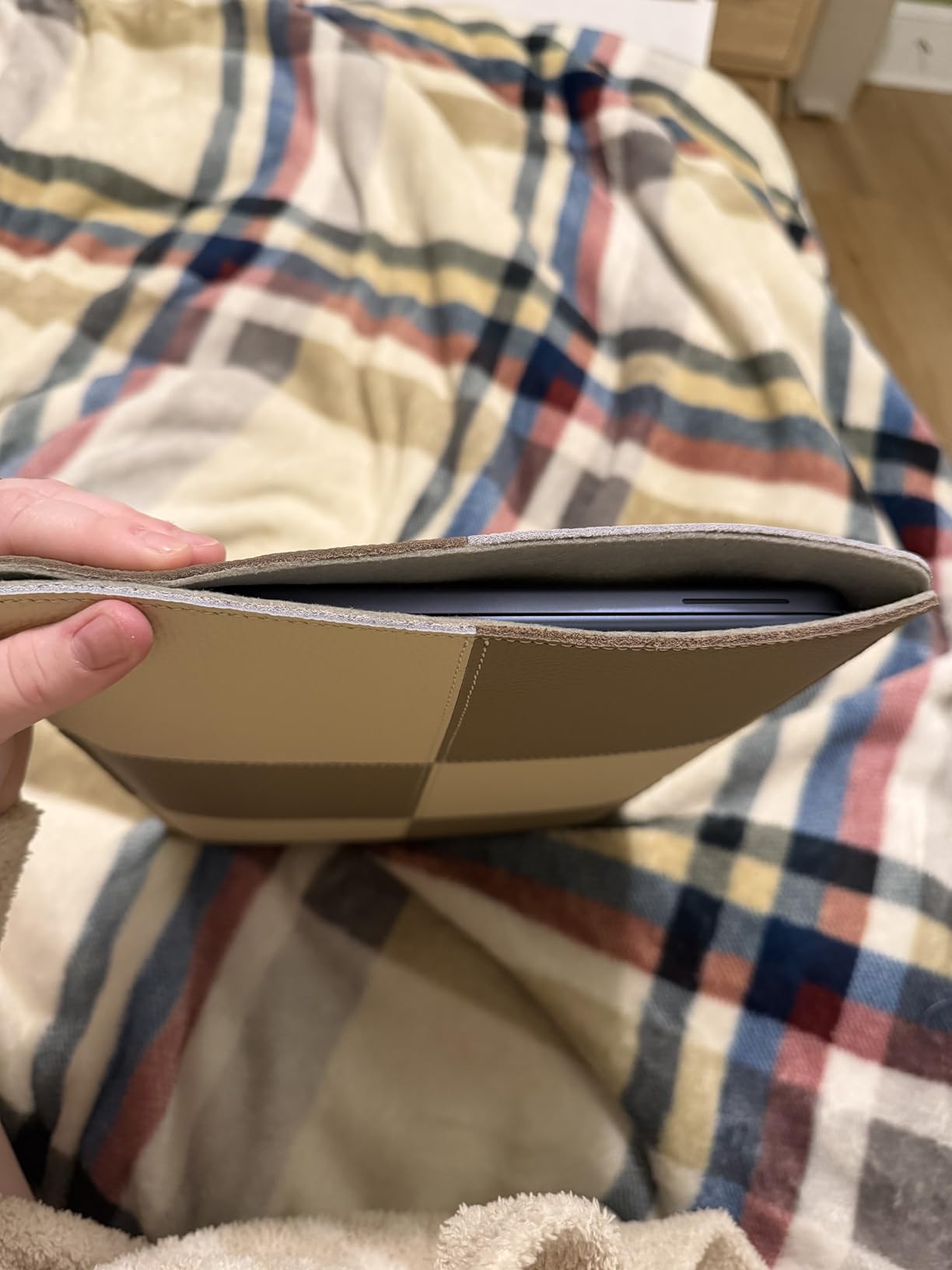 Comfyable Laptop Sleeve 14 Inch Precisely Compatible with MacBook Pro 14-inch M5 2025 M4 M3 M2 Pro/Max M1 2021 & Old Versioned 13 Inch MacBook Pro/MacBook Air, Genuine Leather Protective Case Cover customer photo 2