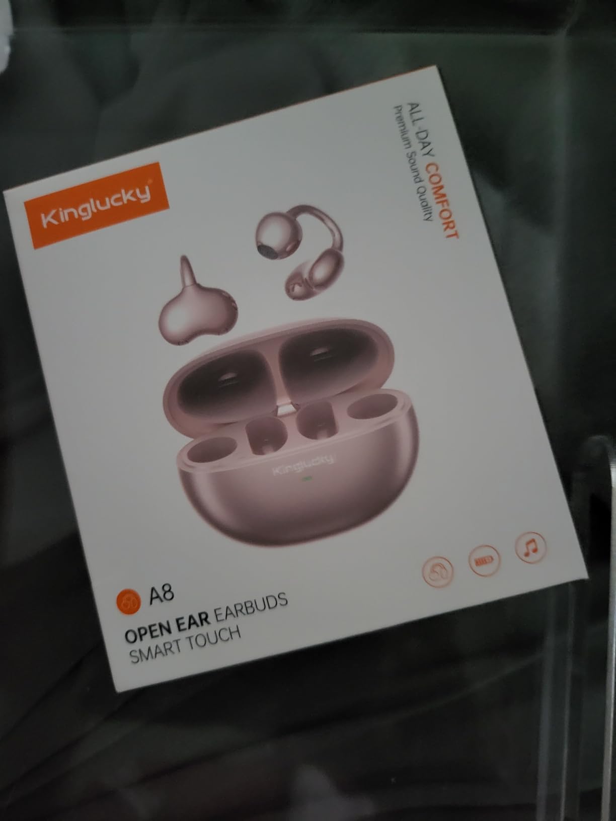 Kinglucky Upgraded Clip-On Earbuds Comfortable fit & Crystal-Clear Sound, 50H Playtime Open Ear Buds Bluetooth 6.0 Wireless Headphones for Women & Kids Ideal for Small Ears, Sports, Glasses Rose Gold customer photo 1