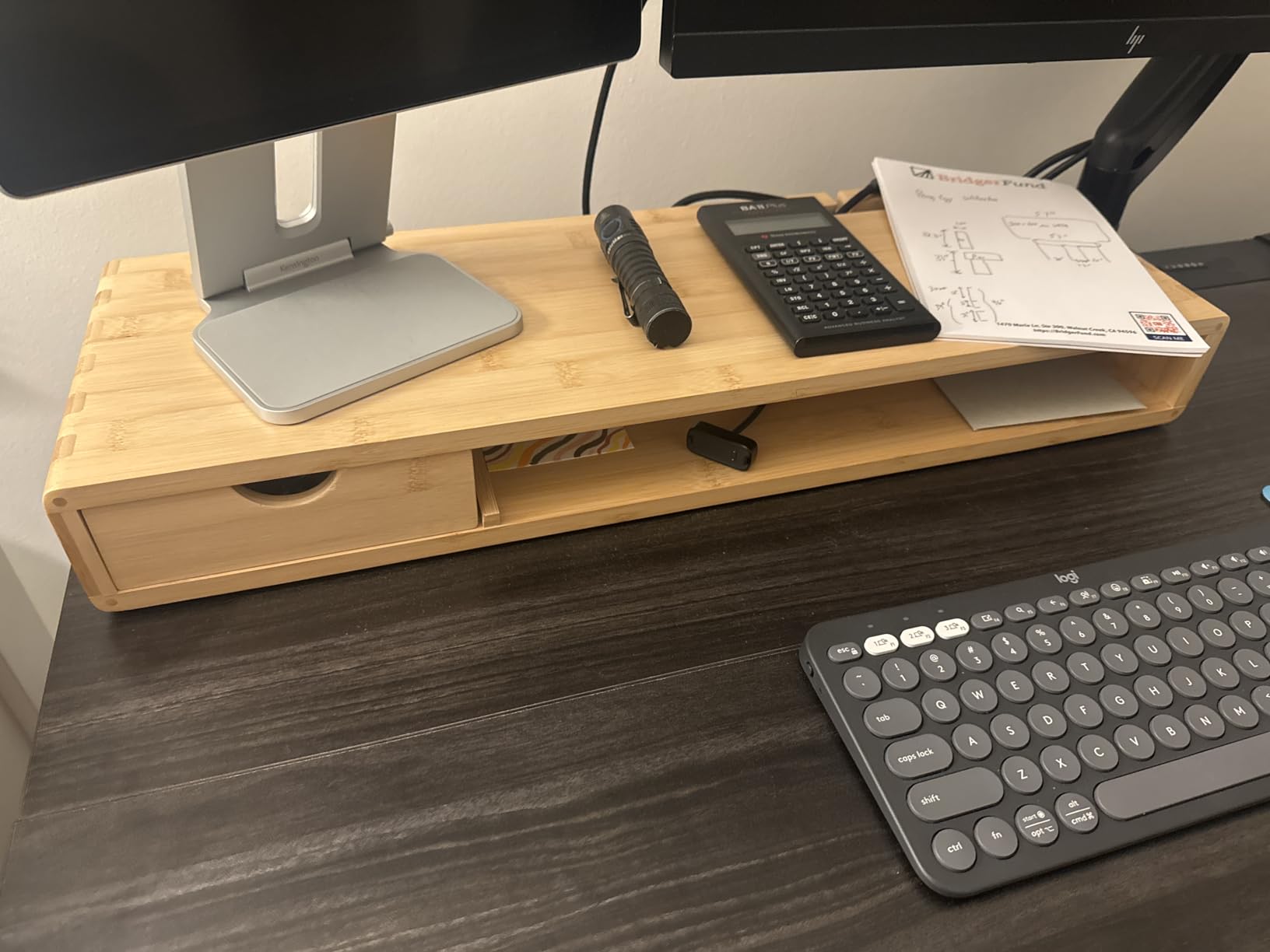 Bamboo Monitor Stand Riser with Drawer, Ergonomic Computer Riser for Desk with Cable Management & Storage Organizer, Wood Monitor Stand for Home Office customer photo 2