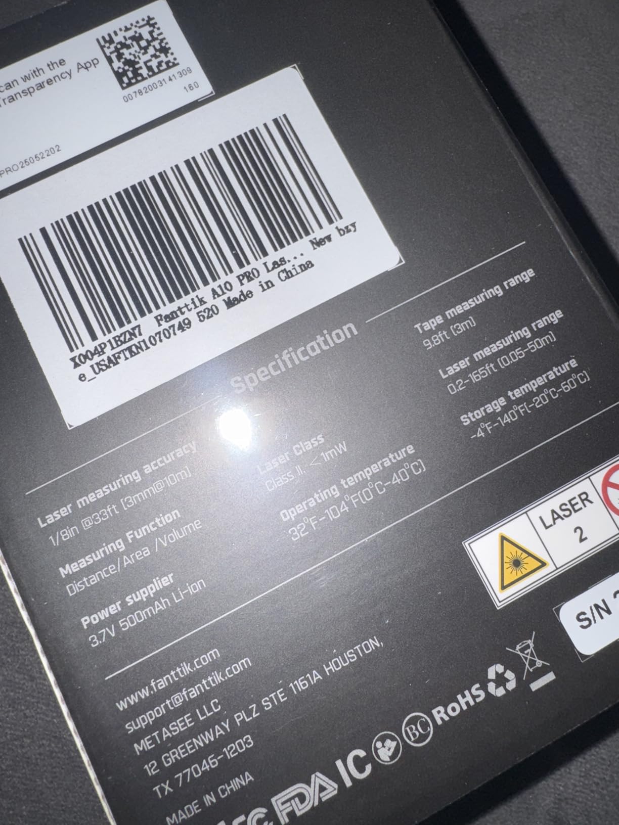 Fanttik A10 Pro 2-in-1 Digital Laser Tape Measure with HD IPS Color Display, 165Ft Rechargeable Laser Measurement Tool & 9.8Ft Measuring Tape, 6 Units Selectable, for Distance/Area/Volume customer photo 2