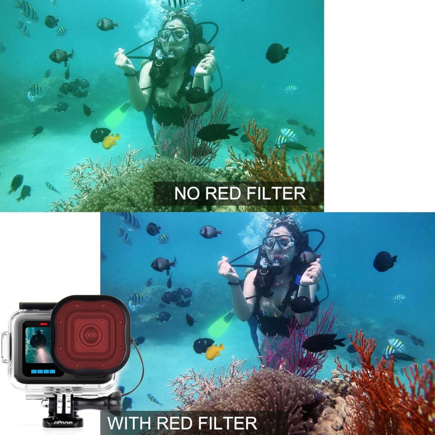 SOONSUN Waterproof Case with Floating Hand Grip for GoPro Hero 13/12/11/10/9 Black, 196ft Underwater Housing Case with Red Filter, Integrated Cold Shoe Mounts for Light and Microphone customer photo 1