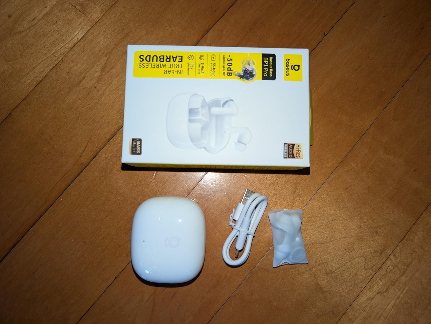 Baseus Bass BP1 Pro Noise Cancelling Wireless Earbuds, Real-Time Adaptive Noise Cancelling, Adaptive Active EQ, LDAC Hi-Res Sound, 6-Mic AI Clear Calls, 55H Playtime, IP55 Waterproof, Bluetooth 6.0 customer photo 1