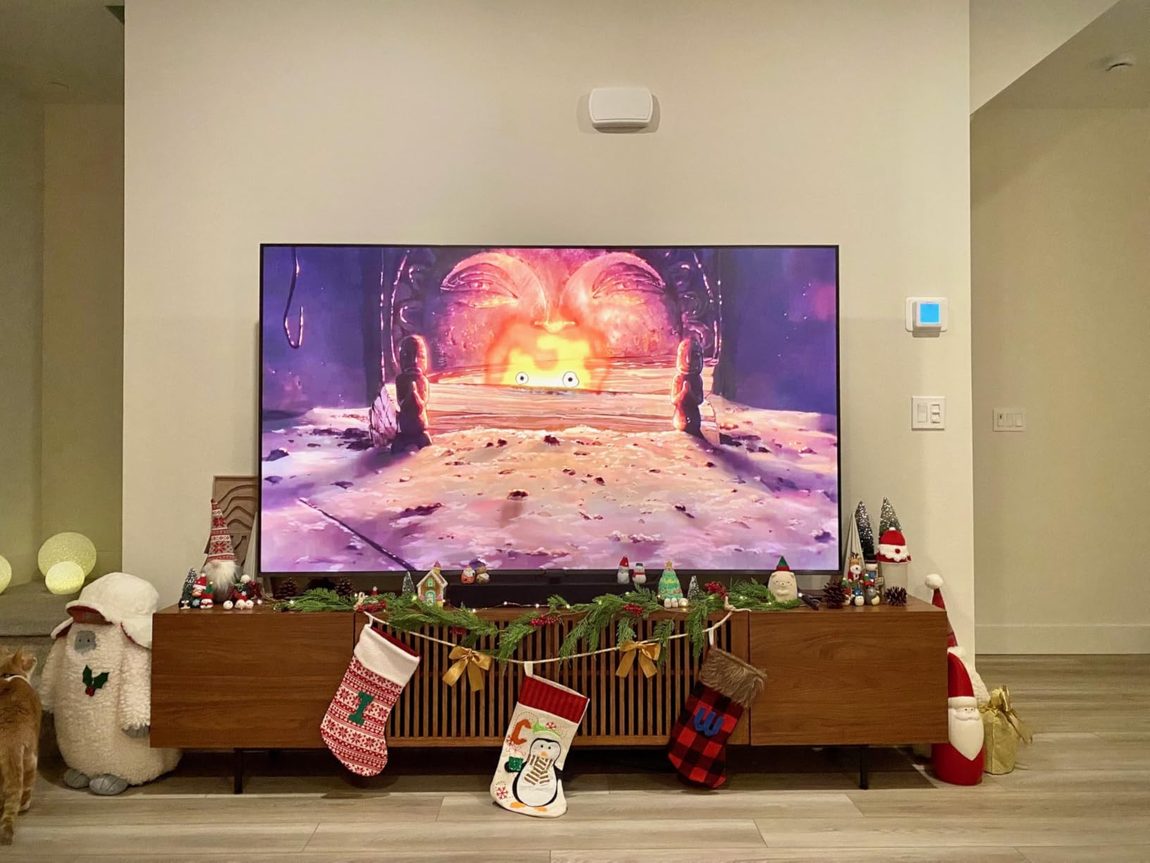 Mid Century Modern TV Stand with 4 Doors, 94.48 Inch Wide Entertainment Center TV Console for Living Room Bedroom, Media Console TV Cabinet with Storage Walnut customer photo 1