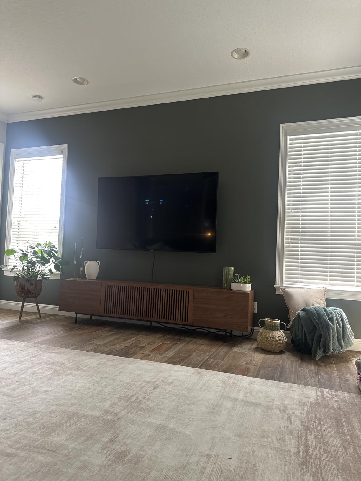 Mid Century Modern TV Stand with 4 Doors, 94.48 Inch Wide Entertainment Center TV Console for Living Room Bedroom, Media Console TV Cabinet with Storage Walnut customer photo 2