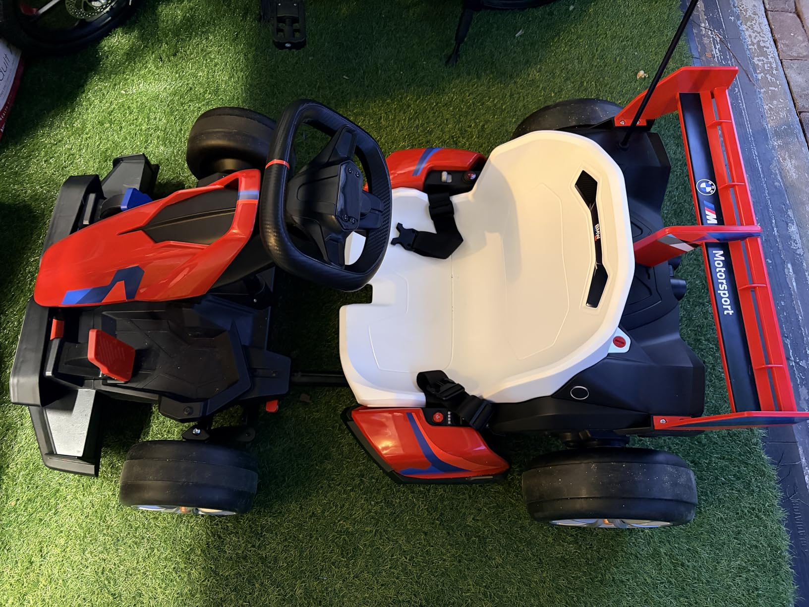 Wanan 36V Electric Go Kart with Adjustable Seat, Licensed BMW Drift Kart with Dual 2 x 300W Motors, Crazy Go Cart for Kids Ages 6-12, Cool LED Lights, Drift Mode and 2 Speeds (Red) customer photo 1