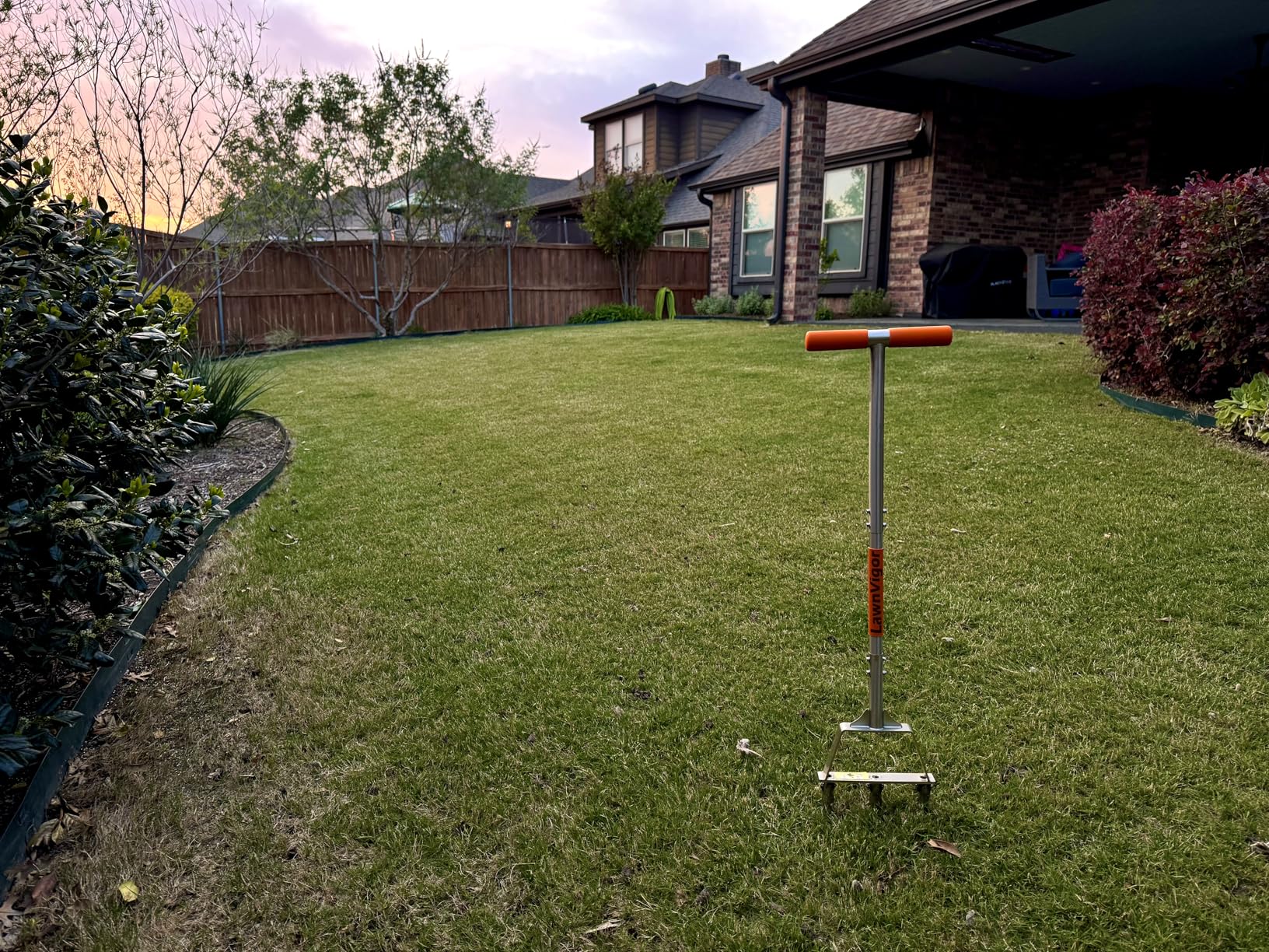 Manual Core Aerator Lawn Tool - Lawn Aerator Tool with 3 Hollow Tines, Semi-Assembled Grass Aerator Core Aeration Tool for Lawn, Yard Plug Aerator for Lawn Care Compacted Soil - Orange customer photo 1