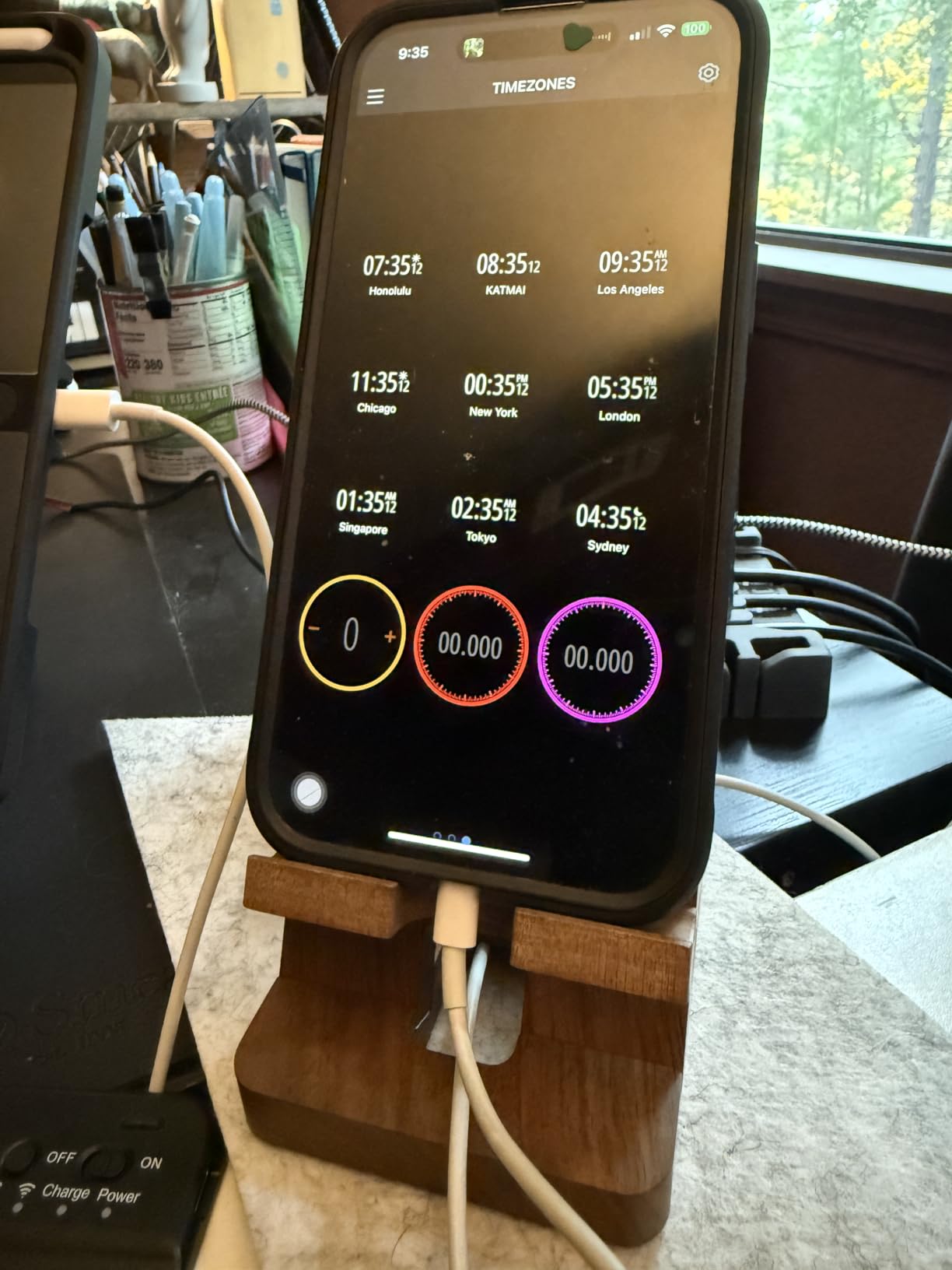 LUCKY BEAN Wood Phone Stand, Desktop Wooden Phone Holder, Portable Office Phone Stand (Walnut) customer photo 1