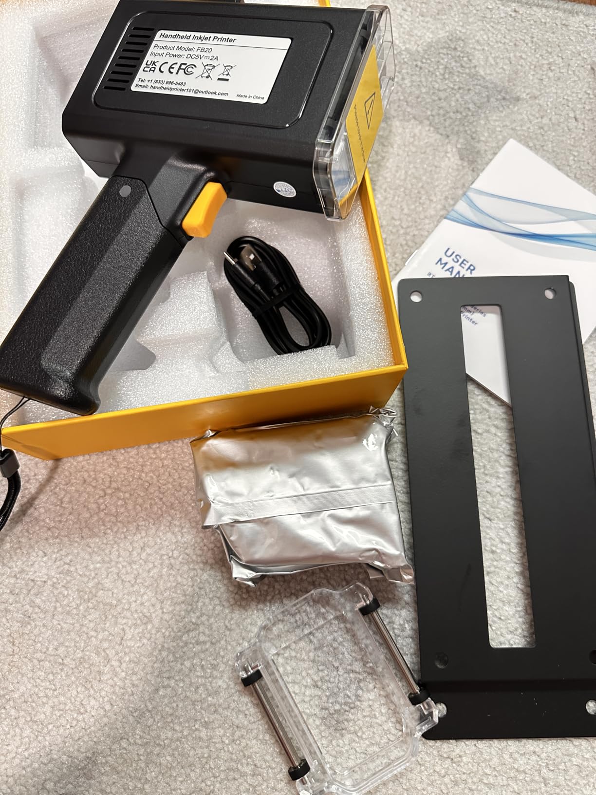 0.5 Inches Print Height Intelligent Handheld Inkjet Printer Lasts 16H Weighs Only 390g for Batch Code Date Lot Number Print on Plastic Carton Wood Metal Glass Aluminum with 42ml Fast Dry Ink (Black) customer photo 1