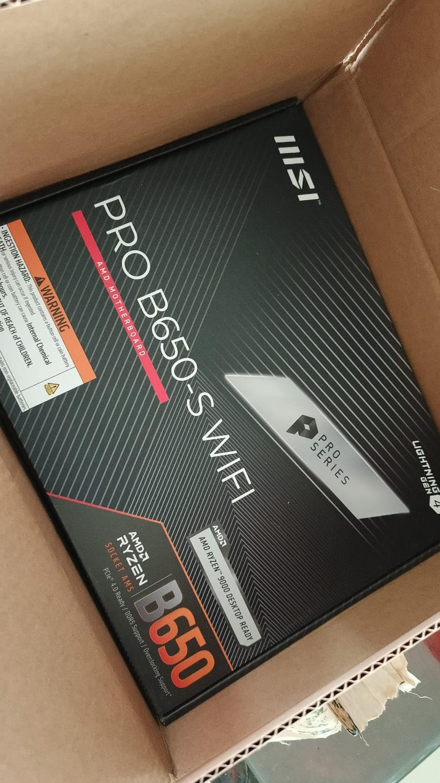 MSI PRO B650-S WiFi V1 Motherboard, ATX - Supports AMD Ryzen 9000/8000/7000 Series Processors, AM5 - DDR5 Memory Boost 6000+MHz/OC, 2 x PCIe 4.0 x16, 2 x M.2 Gen4, Wi-Fi 6E customer photo 2