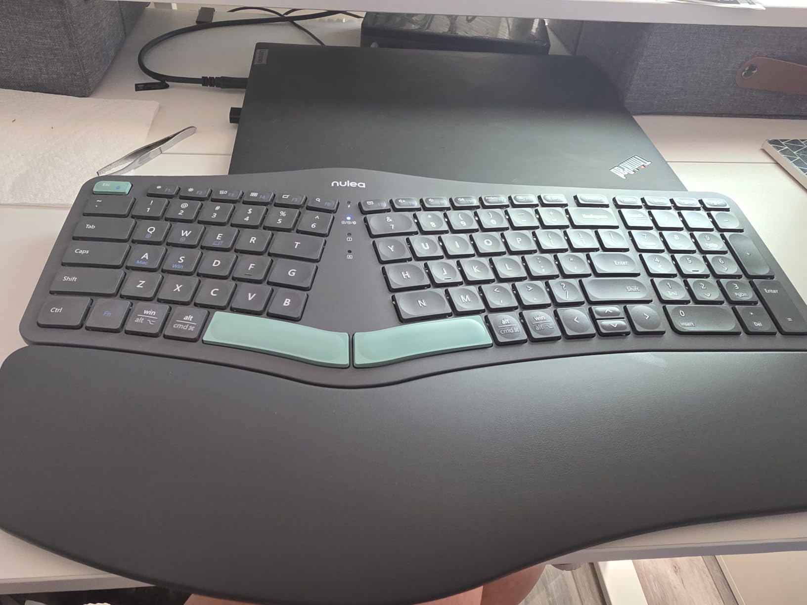Nulea Wireless Ergonomic Keyboard, Split Keyboard with Cushioned Wrist Rest, USB and Bluetooth Connectivity, USB-C Rechargeable, Compatible with Windows Mac customer photo 1