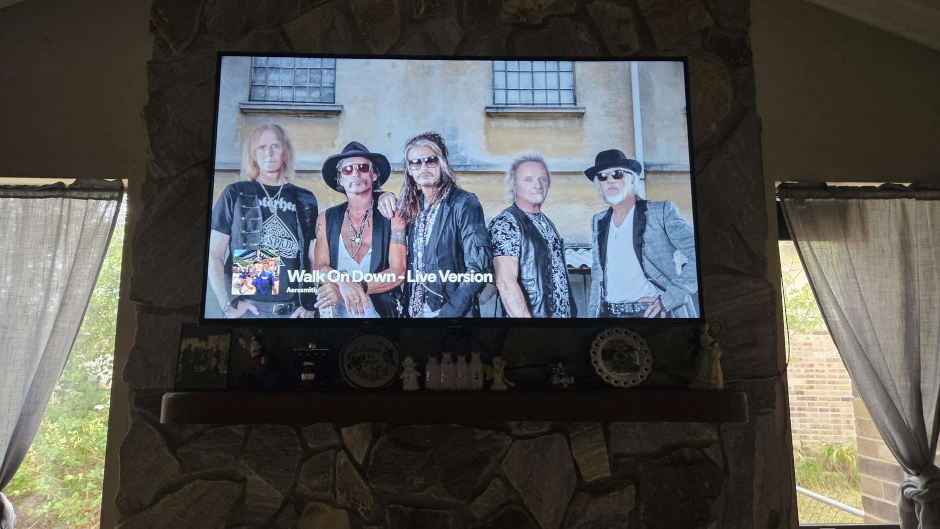 Motorized Fireplace TV Wall Mount for 32 to 75 inch Screen up to 88 lbs, Drop Down TV Mount Height-Adjustable, Black customer photo 2