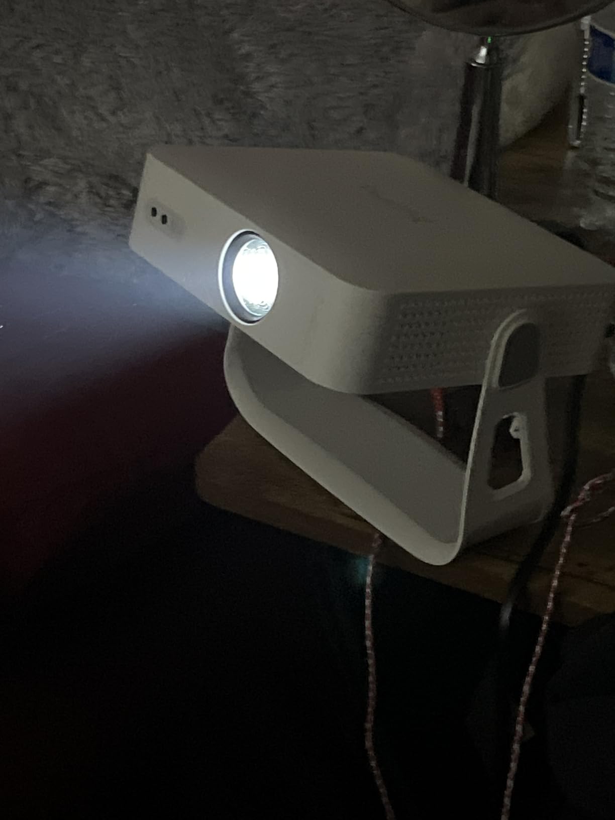 [Officially-Licensed App & Auto Focus]White Smart Mini Projector with WiFi and Bluetooth, XuanPad 4K Support Movie Projector, Portable Native 1080P Outdoor Projector with 360° Stand customer photo 2