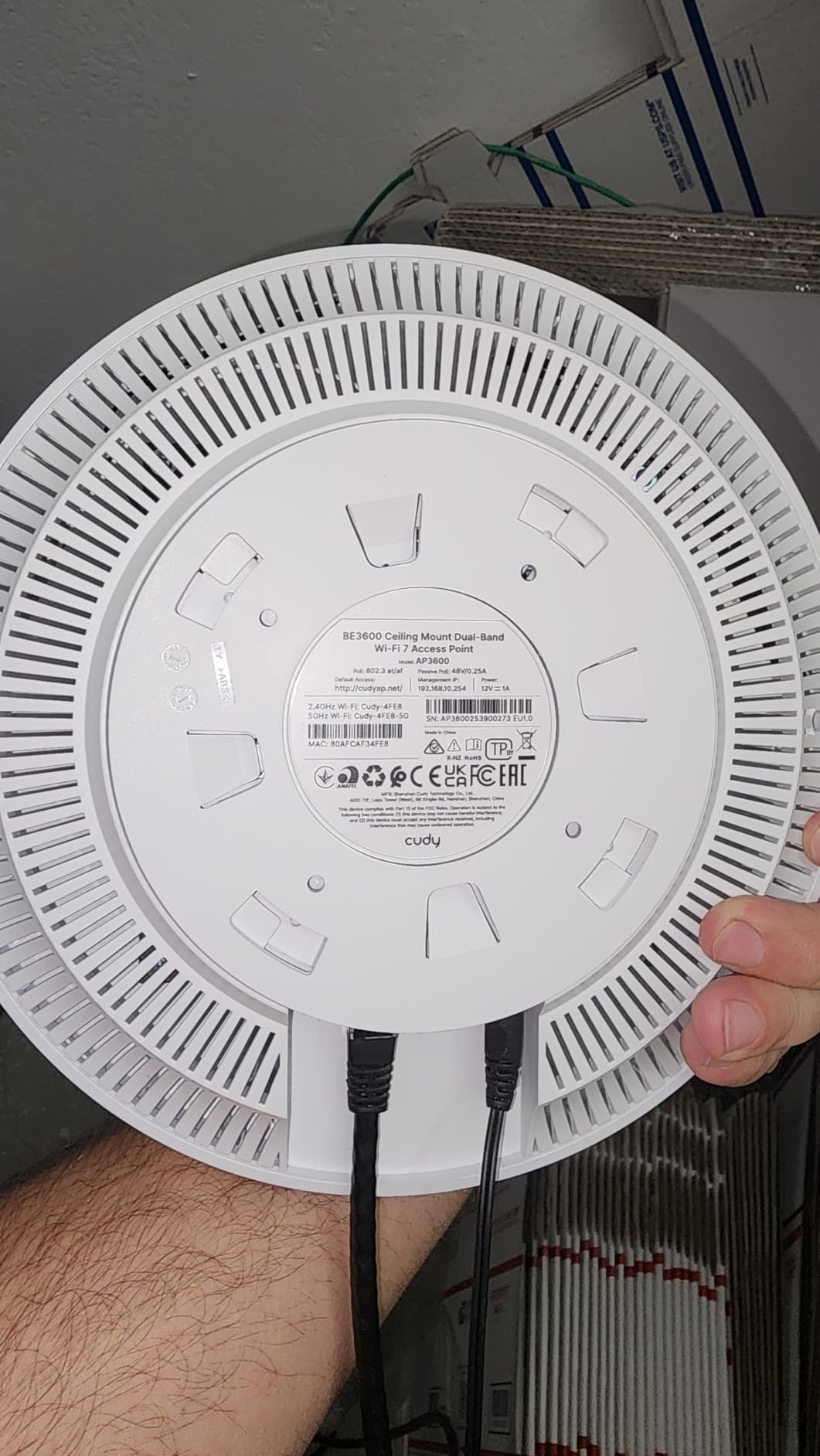 Cudy BE3600 Dual Band Ceiling Mount Wi-Fi 7 Wireless Access Point, 4-Stream, 2.5G Port, MU-MIMO, Cudy APP Control, Seamless Roaming, PoE or DC Powered, AP3600 customer photo 2