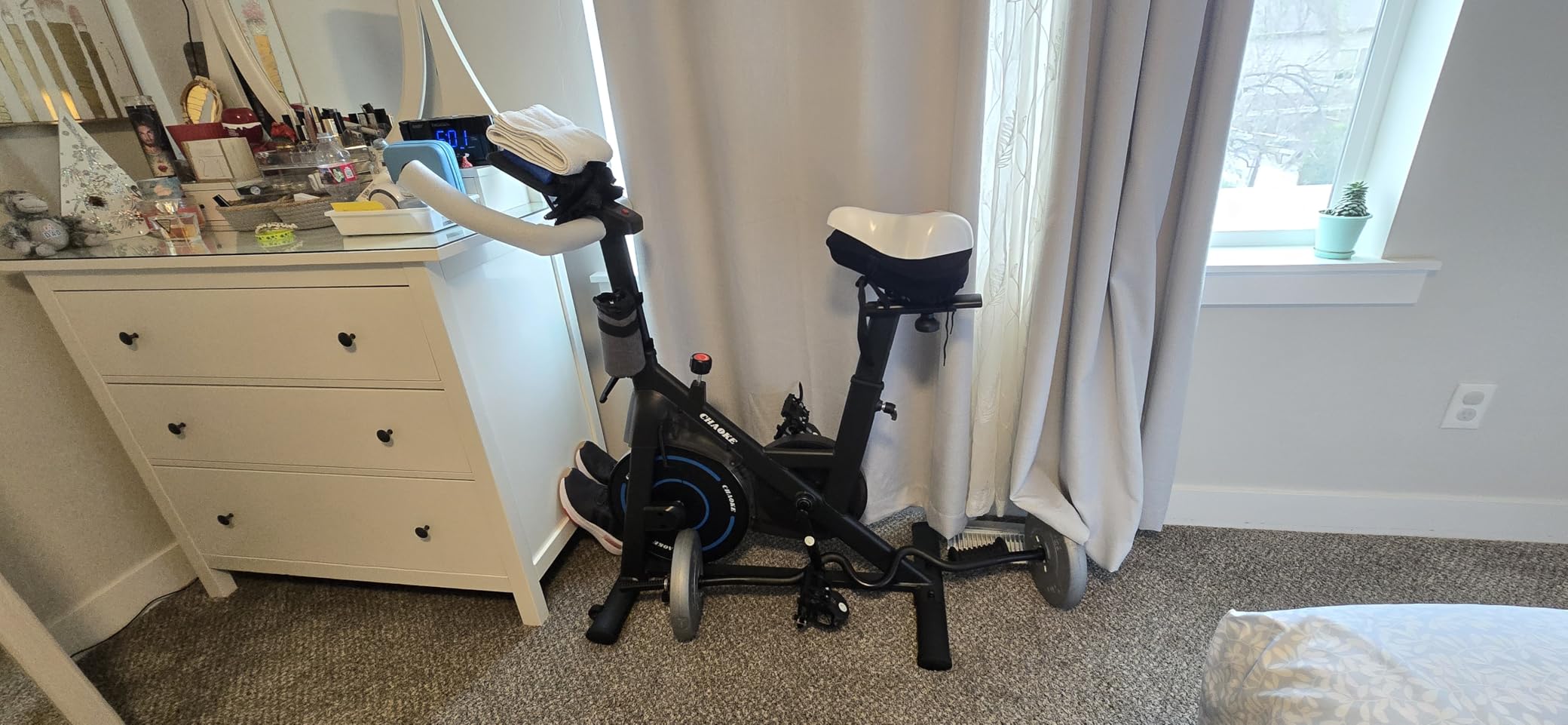 Exercise Bike, CHAOKE Quiet Adjustable Magnetic Resistance Stationary Bike for Home Cardio with App Compatible customer photo 2