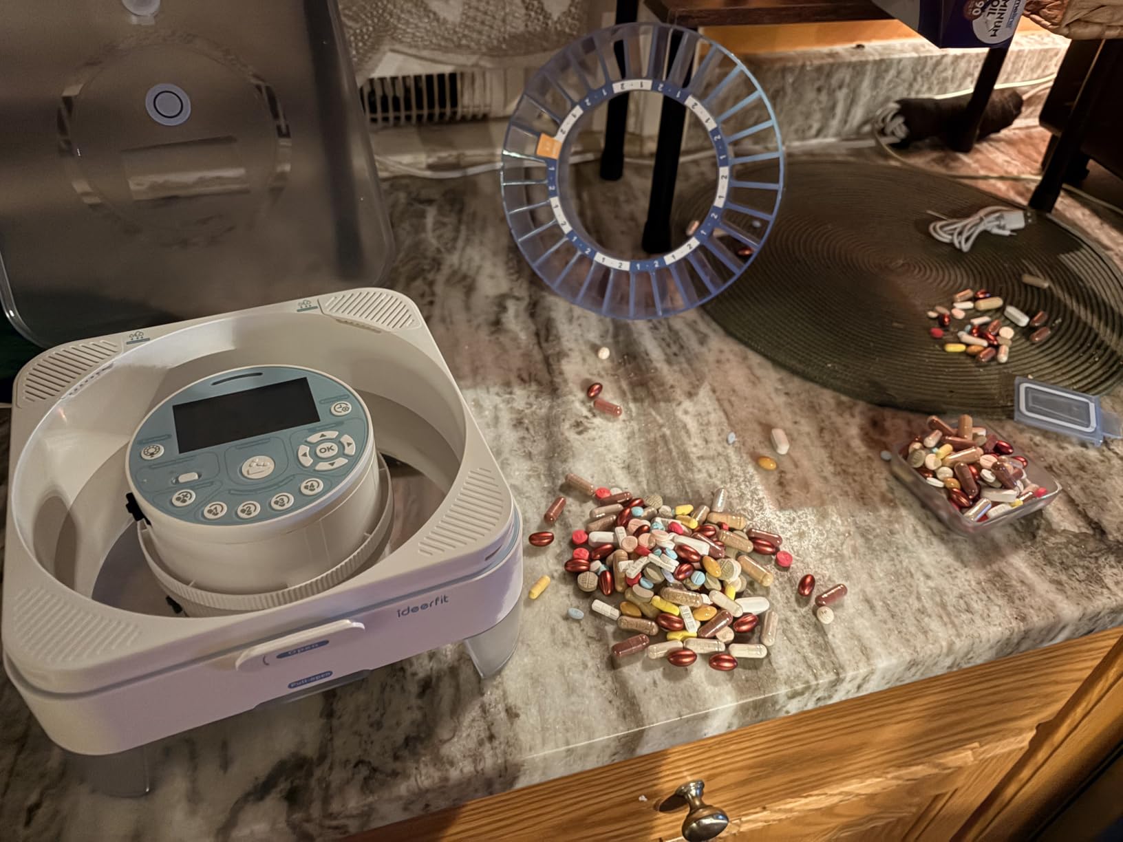 28-Day(1X) Automatic Pill Dispenser - One-Press Daily Dispense (No APP), Easy-to-Use Slide-Door Cup, Sound & Light Alerts, Moisture-Proof Dual Desiccants, Large Compartments for Tablets & Capsules customer photo 1