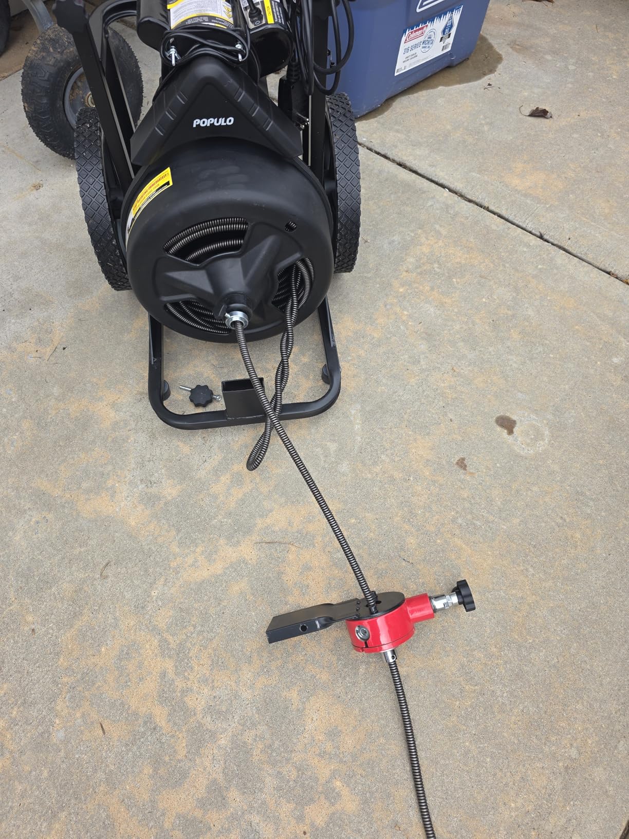 POPULO Drain Cleaner Machine 100Ft x 3/8 Inch, Auto feed Sewer Snake Auger on Wheels customer photo 2