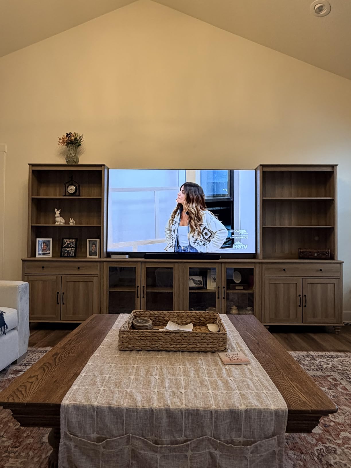 WAMPAT Entertainment Center with Bookshelves for TVs up to 75
