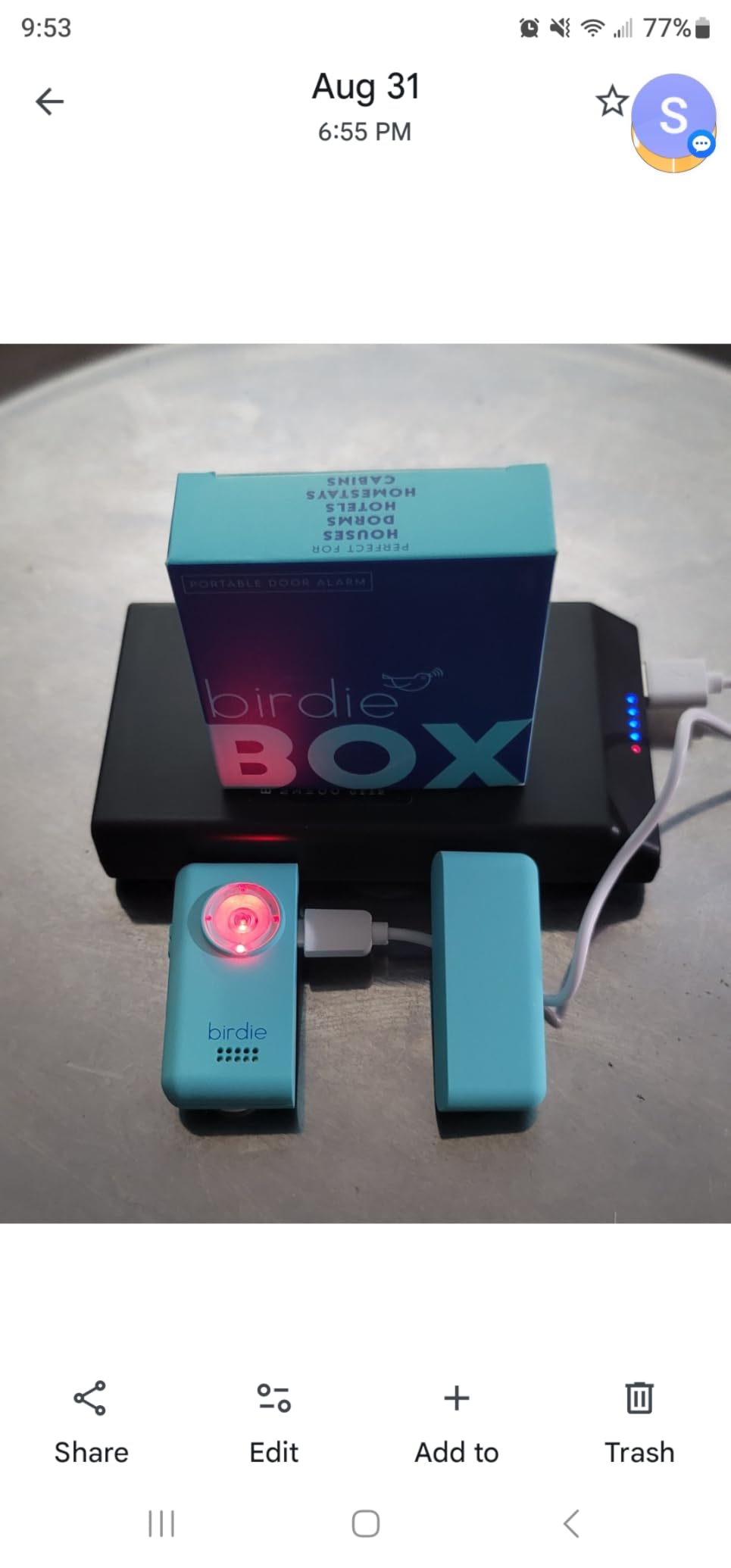 She's Birdie - The Original Personal Safety Door Alarm for Travel, at Home, or Window Security - Portable, Loud Siren, Flashing Light Alert + Built in Flashlight, Rechargeable, Rental Safe (Aqua) customer photo 2