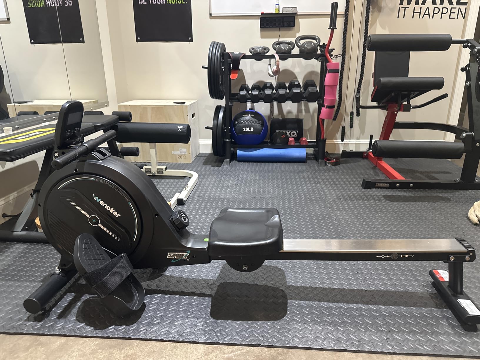 Rowing Machine,Wenoker Magnetic Rower Machine for Home,App Supported 350 LB Weight Capacity, Smooth Whisper Quiet with LCD Monitor Tablet Holder & Comfortable Seat Cushion, Compact and Saves Space customer photo 1