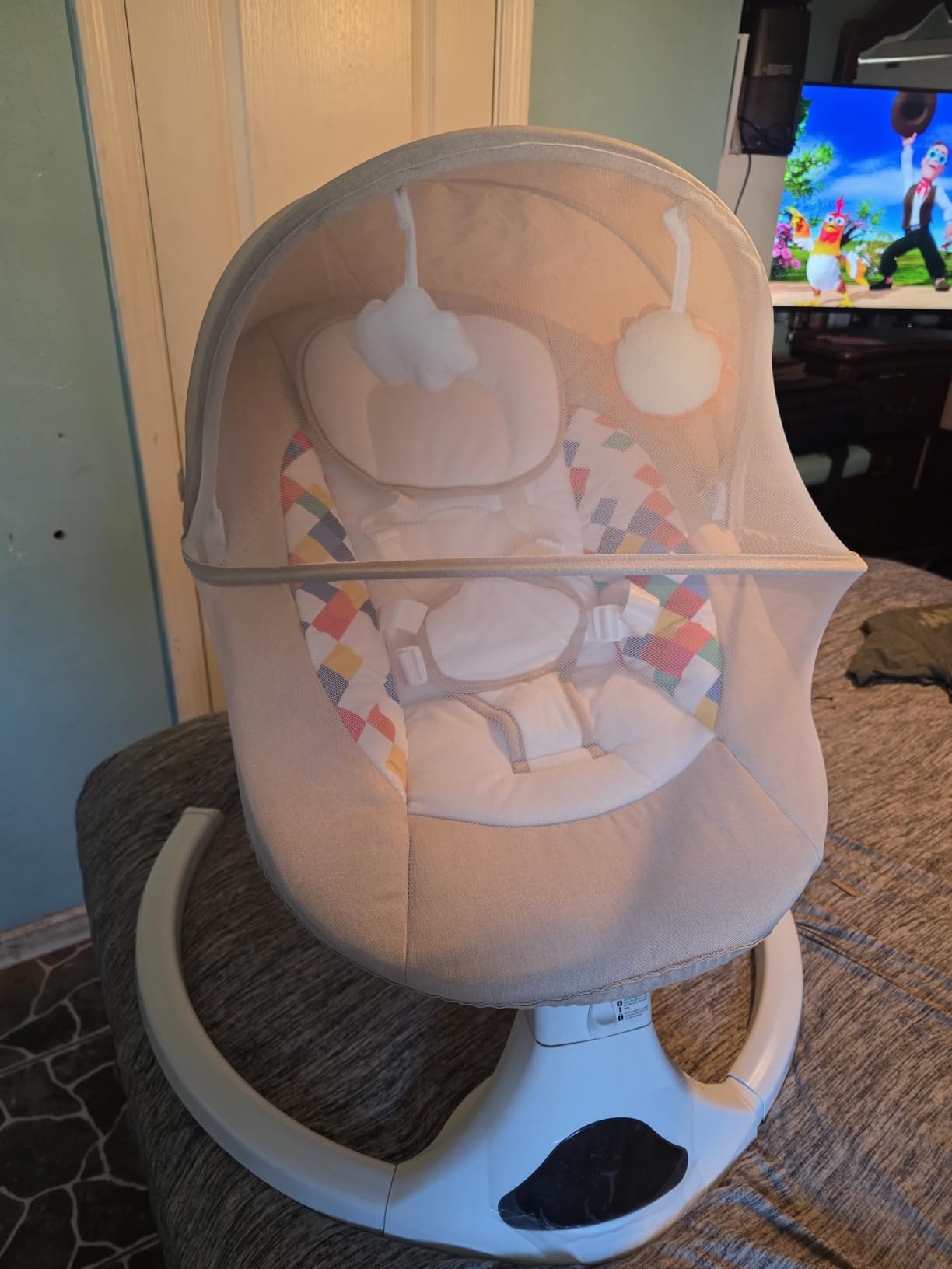 Baby Swing for Infants, Modern Infant Swings with Bluetooth & Remote Control, 5 Speed Motions, 12 Soothing Sounds, Portable for Newborns (Max 20 lbs Black) customer photo 1