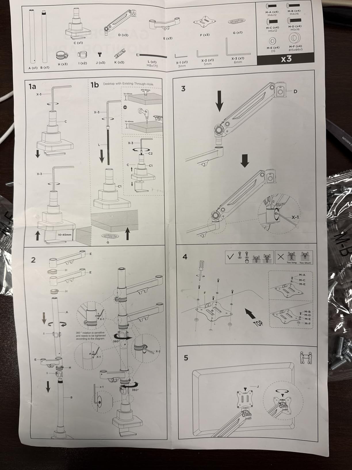 Triple Monitor Mount for up to 35-inch Screens - Heavy Duty Ultrawide Stand with Fully Adjustable, 12kg Gas Spring Arm (Each), VESA 75×75/100×100 mm, Black customer photo 1