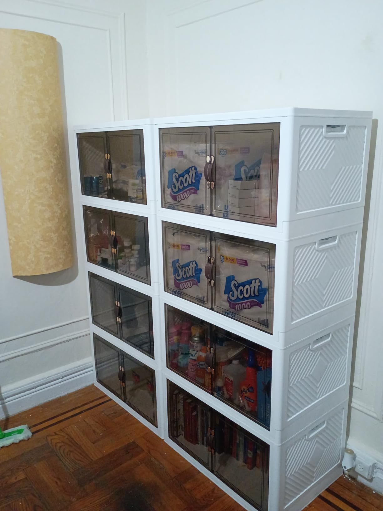 Stackable Storage Bins with Lids, 700QT Closet Organizers and Storage with Doors and Wheels, Extra Large Storage Cabinet, Collapsible Plastic Drawers for Bedroom Dorm Office Garage customer photo 2