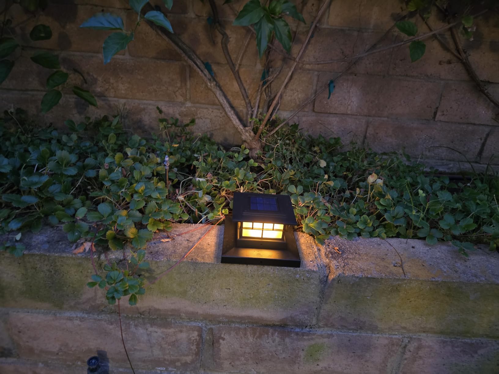 LUTEC 8 Pack Solar Post Cap Lights, IP65 Waterproof Solar Flame Fence Post Lights for 4x4 5x5 6x6 Wooden/Vinyl Posts, Flickering Flame Warm White 3000K LED Lighting Decor for Yard, Patio, Deck, Black customer photo 2